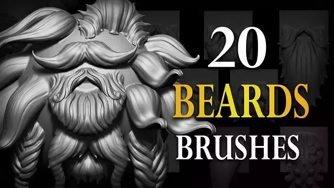 Zbrush - Beards VDM Brush Low-poly 3D model