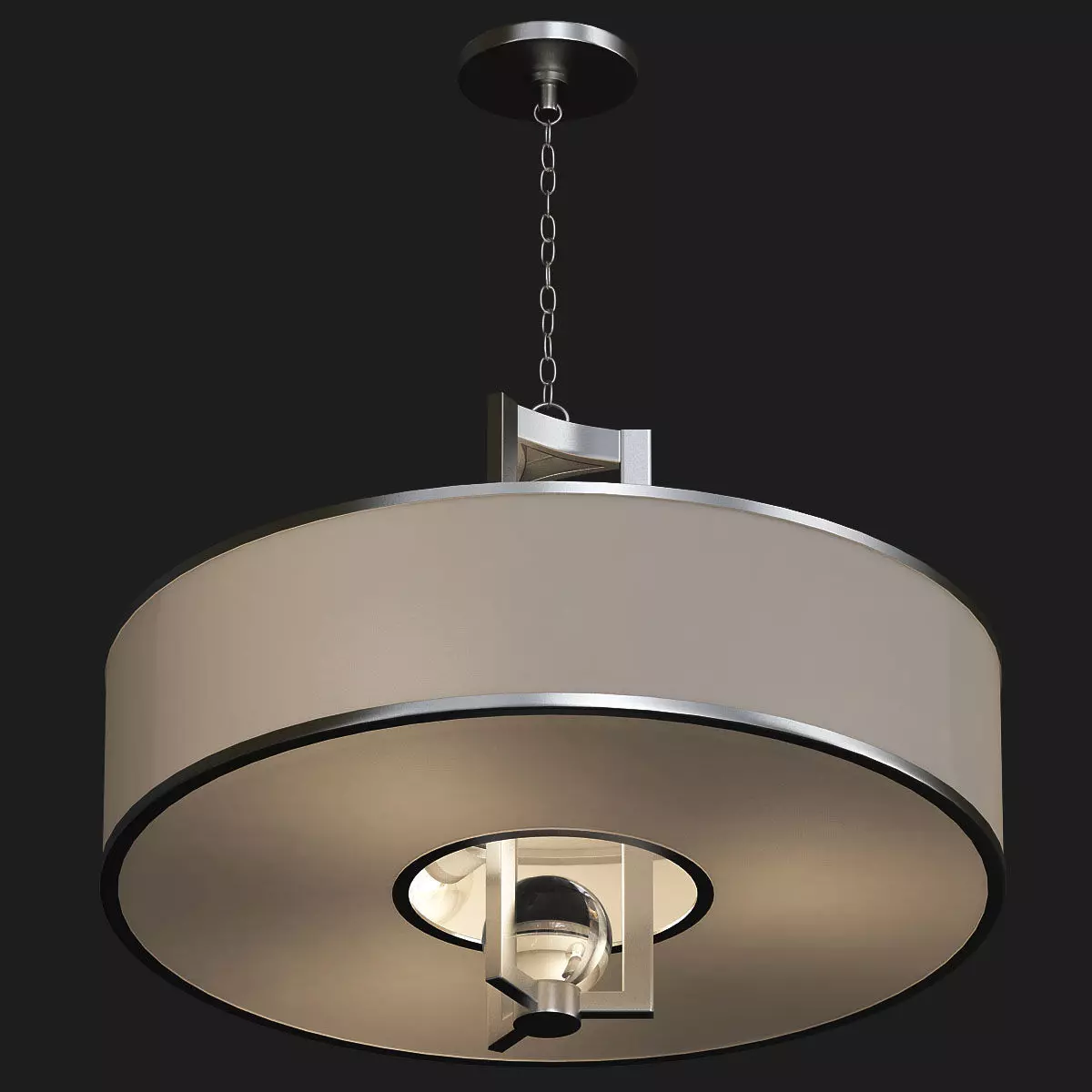 John Richard Polished Nickel and Crystal Sphere Chandelier 3D model_0