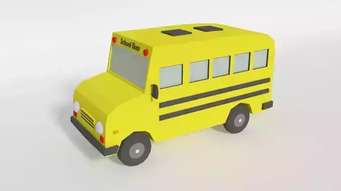 Low Poly Cartoon SchoolBuss