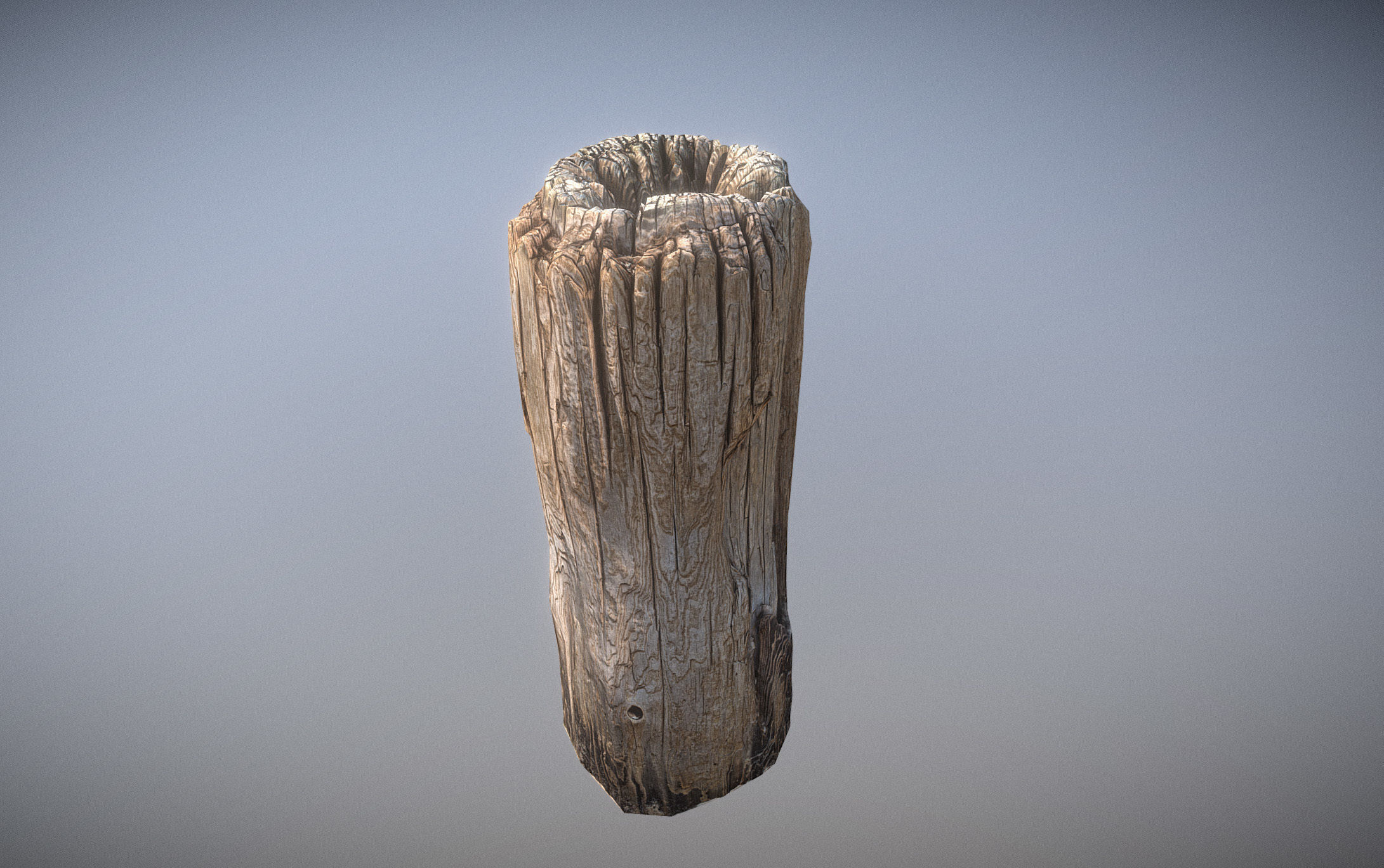 Wooden pole from a seaside Low-poly 3D model_4