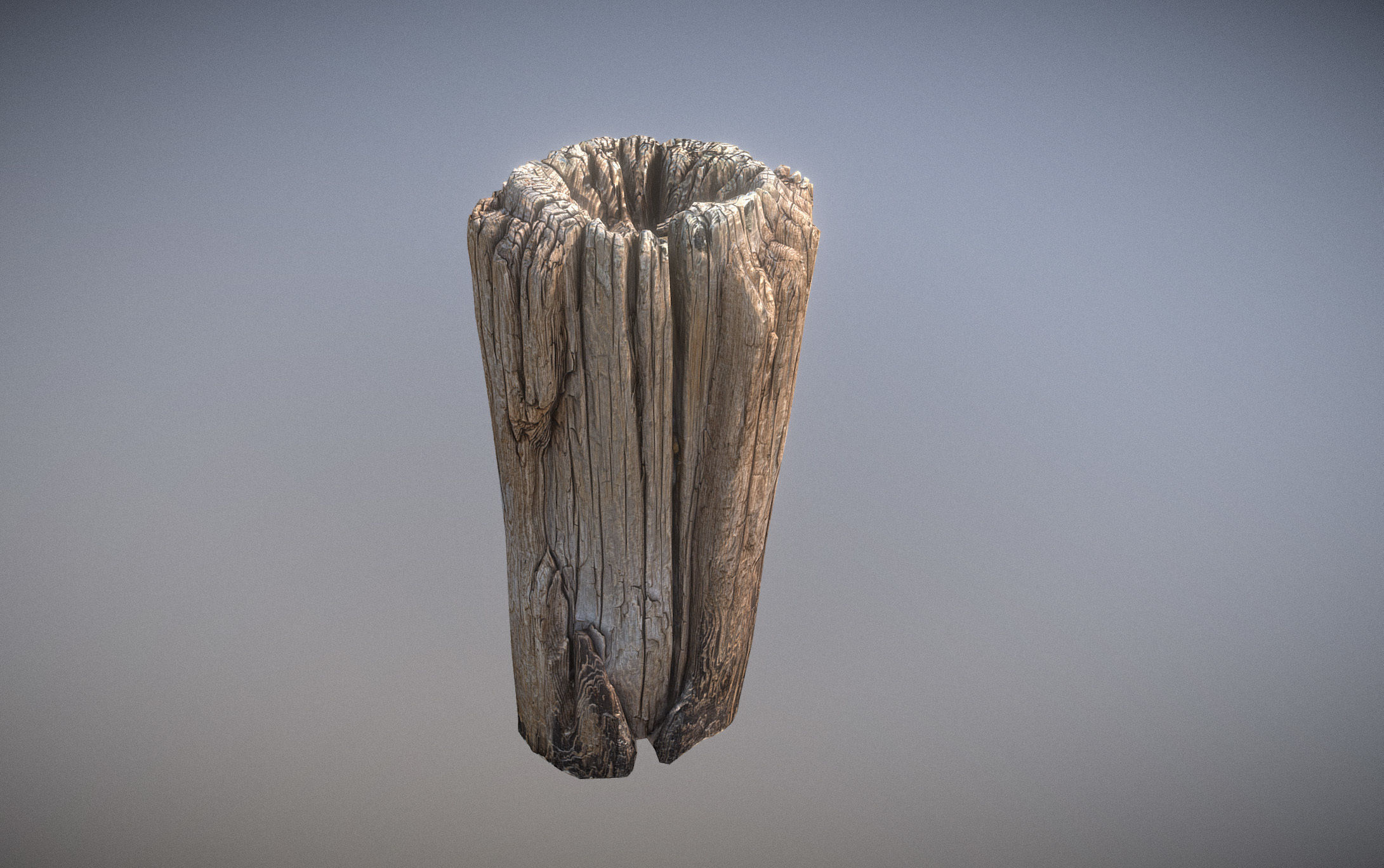 Wooden pole from a seaside Low-poly 3D model_3