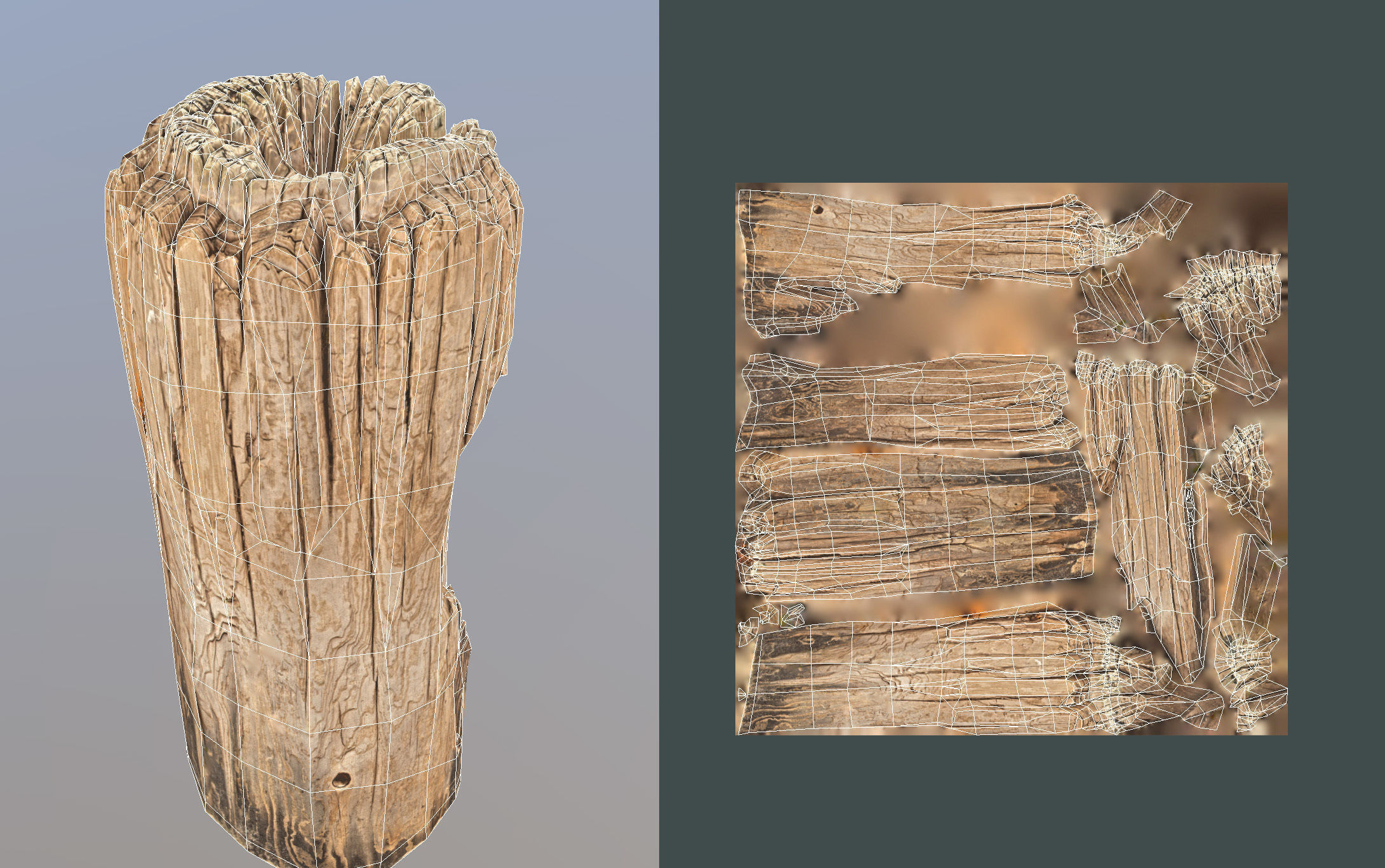 Wooden pole from a seaside Low-poly 3D model_48