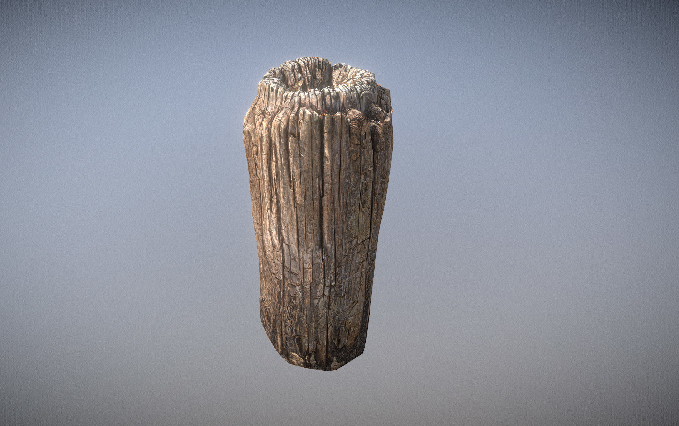Wooden pole from a seaside Low-poly 3D model_10