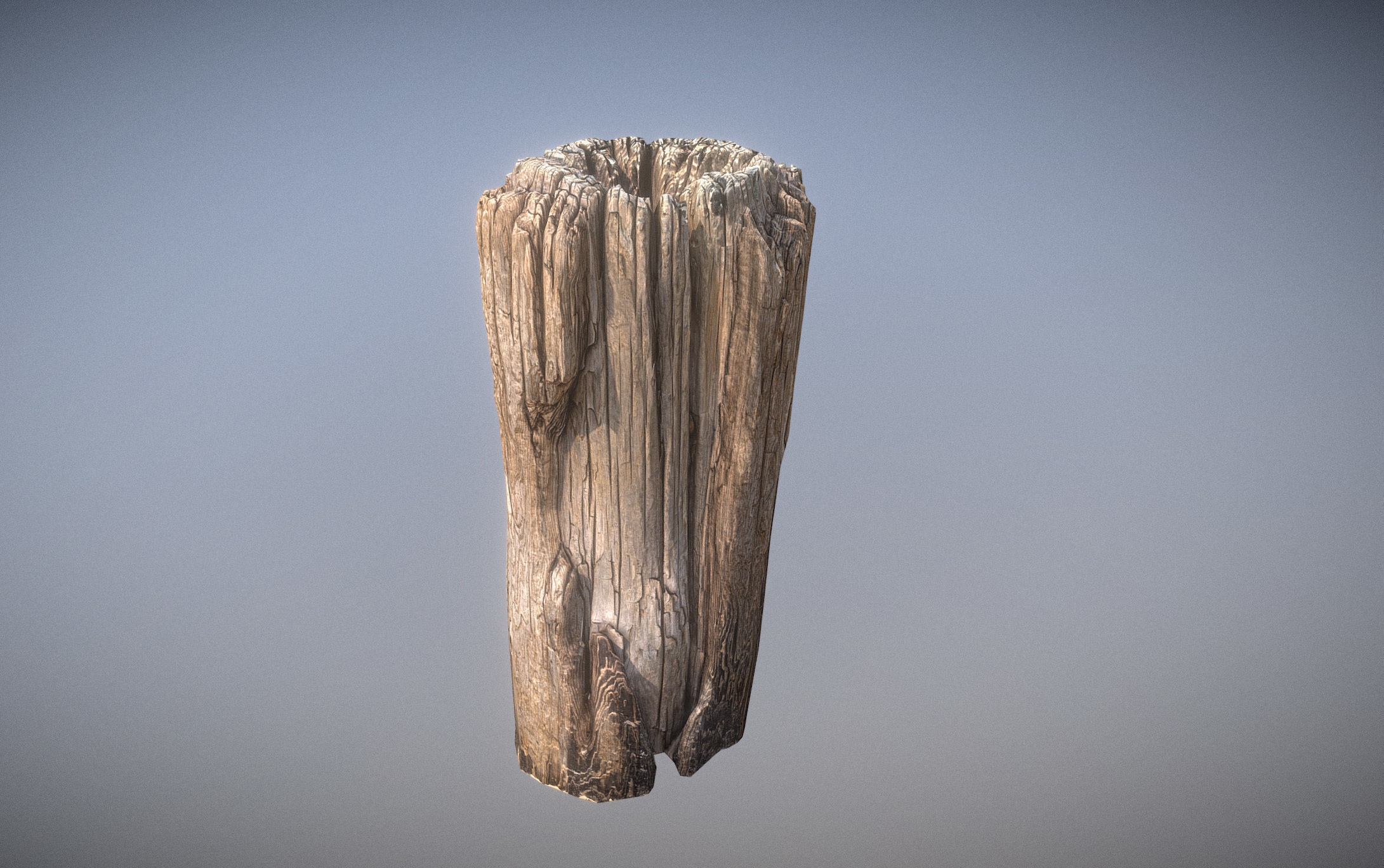 Wooden pole from a seaside Low-poly 3D model_2