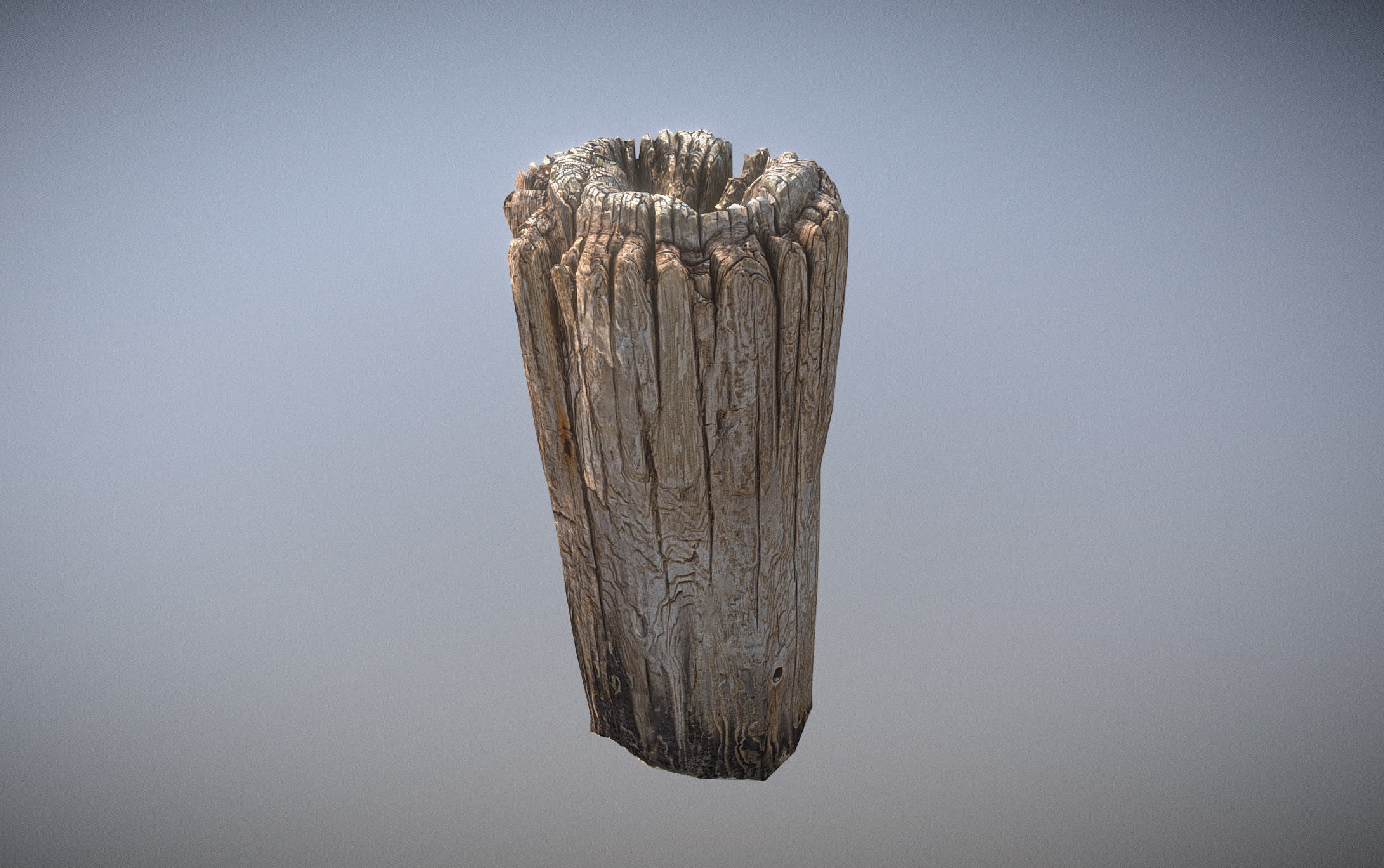 Wooden pole from a seaside Low-poly 3D model_5