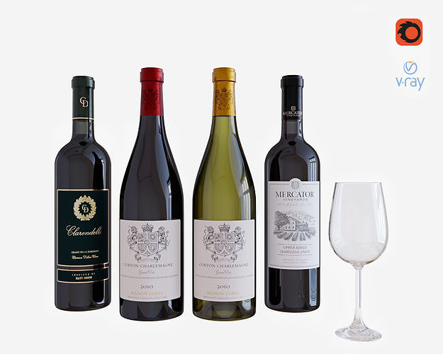 wine bottle set 2 3D model