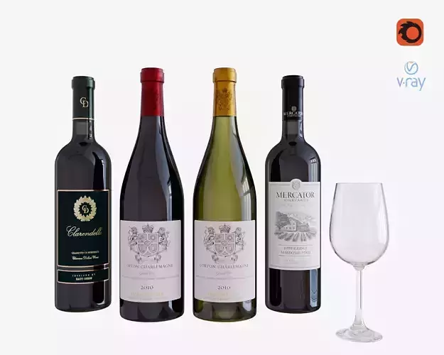wine bottle set 2 3D model