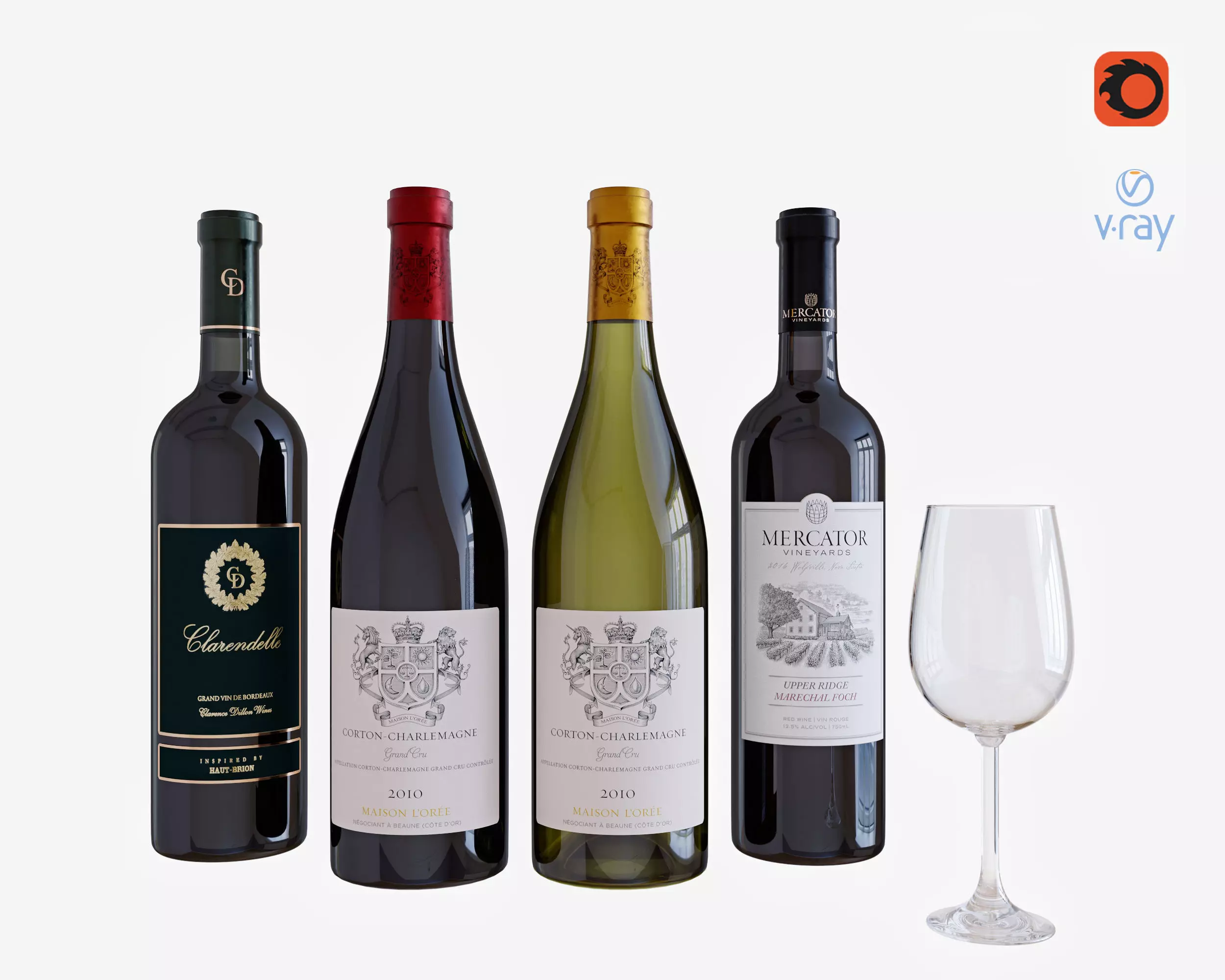 wine bottle set 2 3D model_0