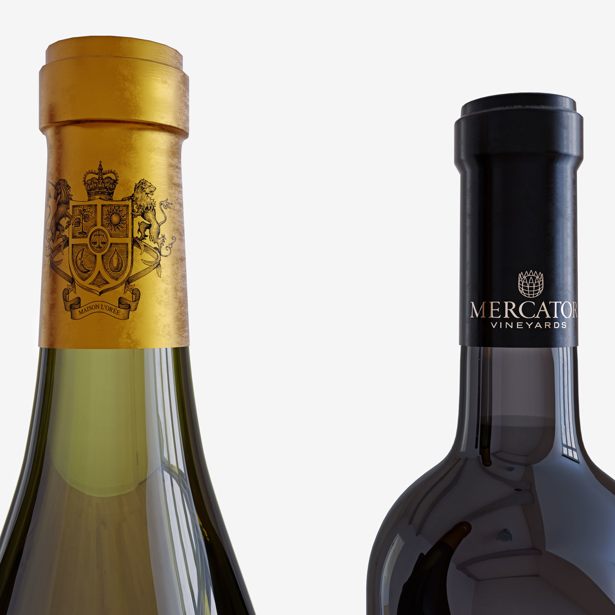 wine bottle set 2 3D model_2