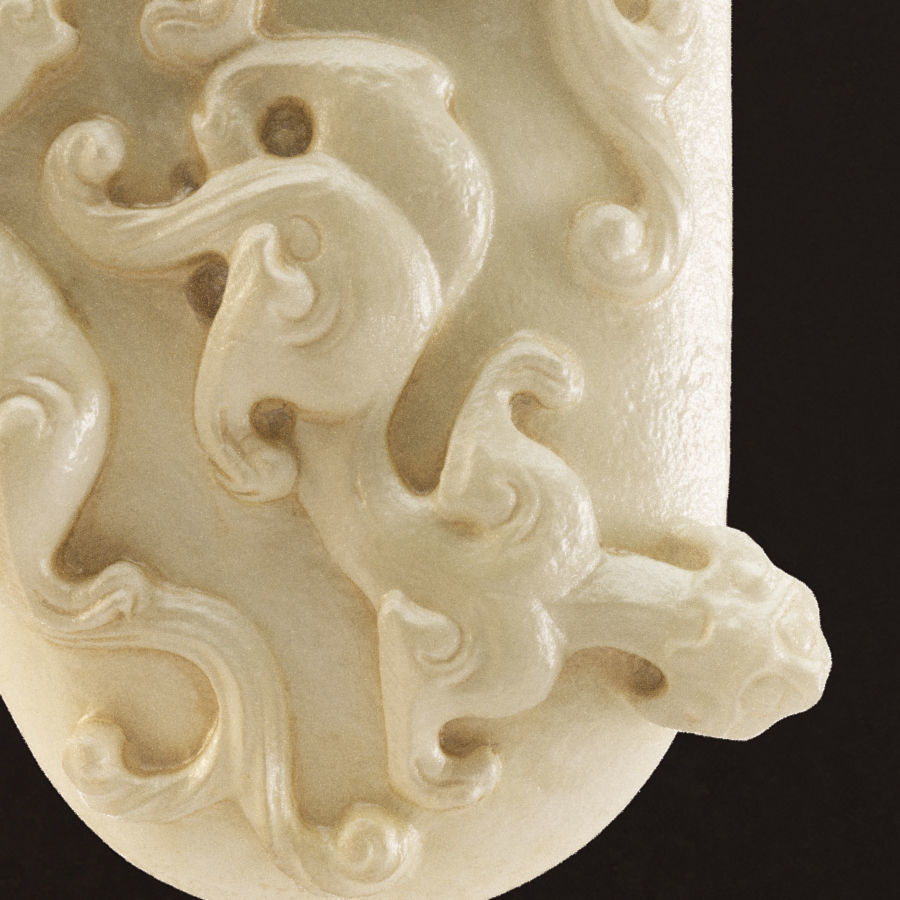 Chi Dragon ancient jade carving 3D print model_1