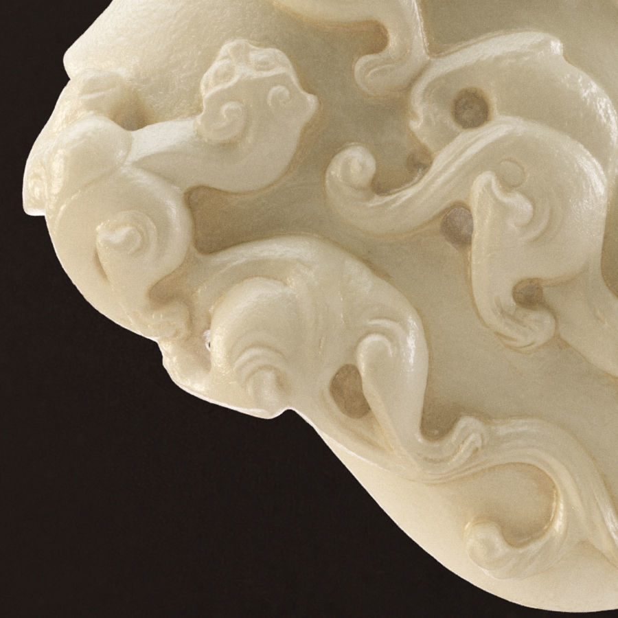 Chi Dragon ancient jade carving 3D print model_2