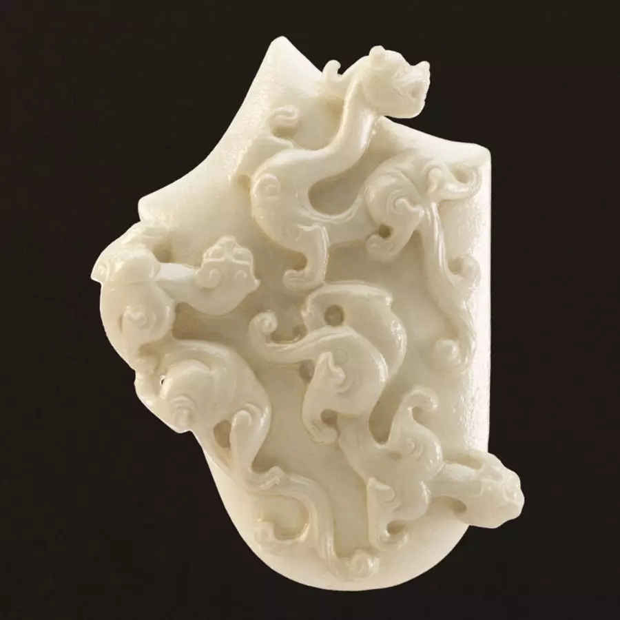 Chi Dragon ancient jade carving 3D print model_0