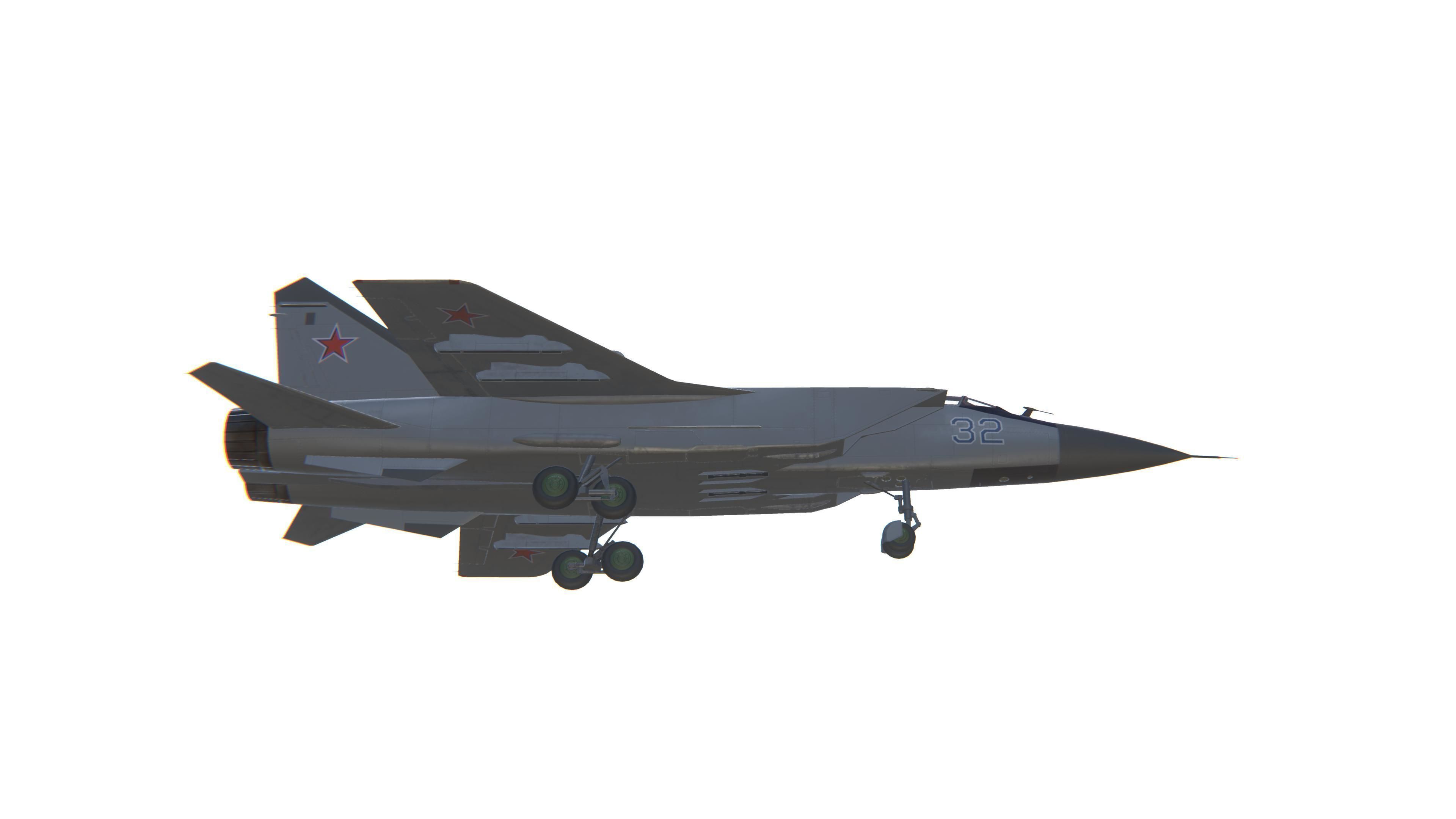 MIG-31 Foxhound Jet Fighter Aircraft Low-poly 3D model_13