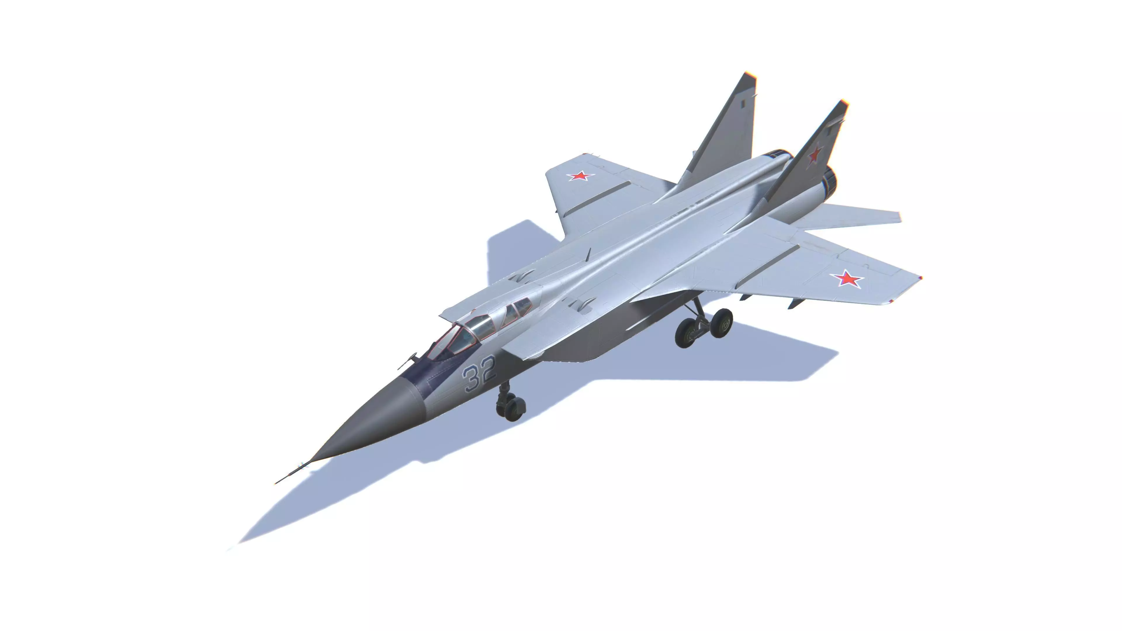 MIG-31 Foxhound Jet Fighter Aircraft Low-poly 3D model_0