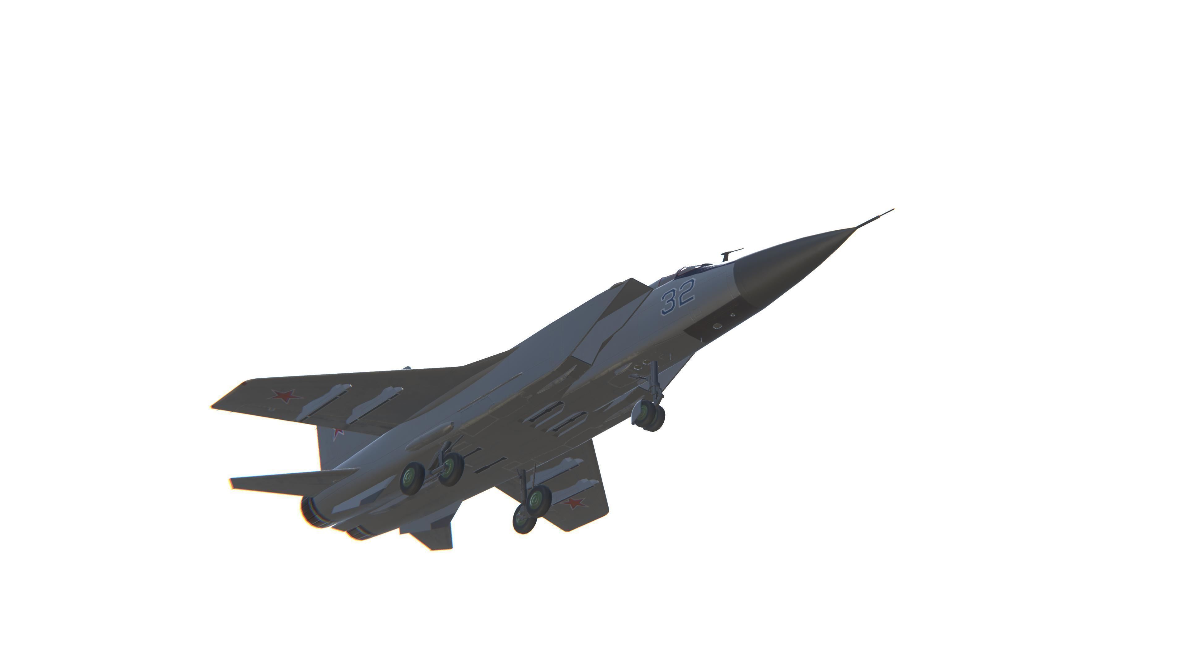 MIG-31 Foxhound Jet Fighter Aircraft Low-poly 3D model_12