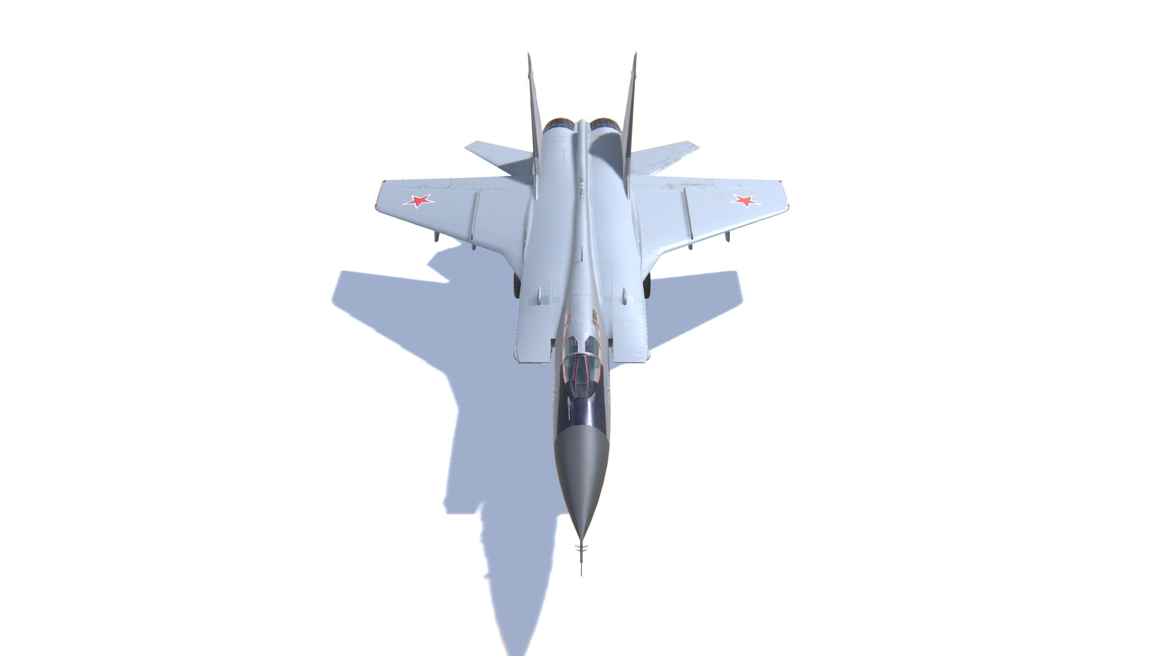 MIG-31 Foxhound Jet Fighter Aircraft Low-poly 3D model_2