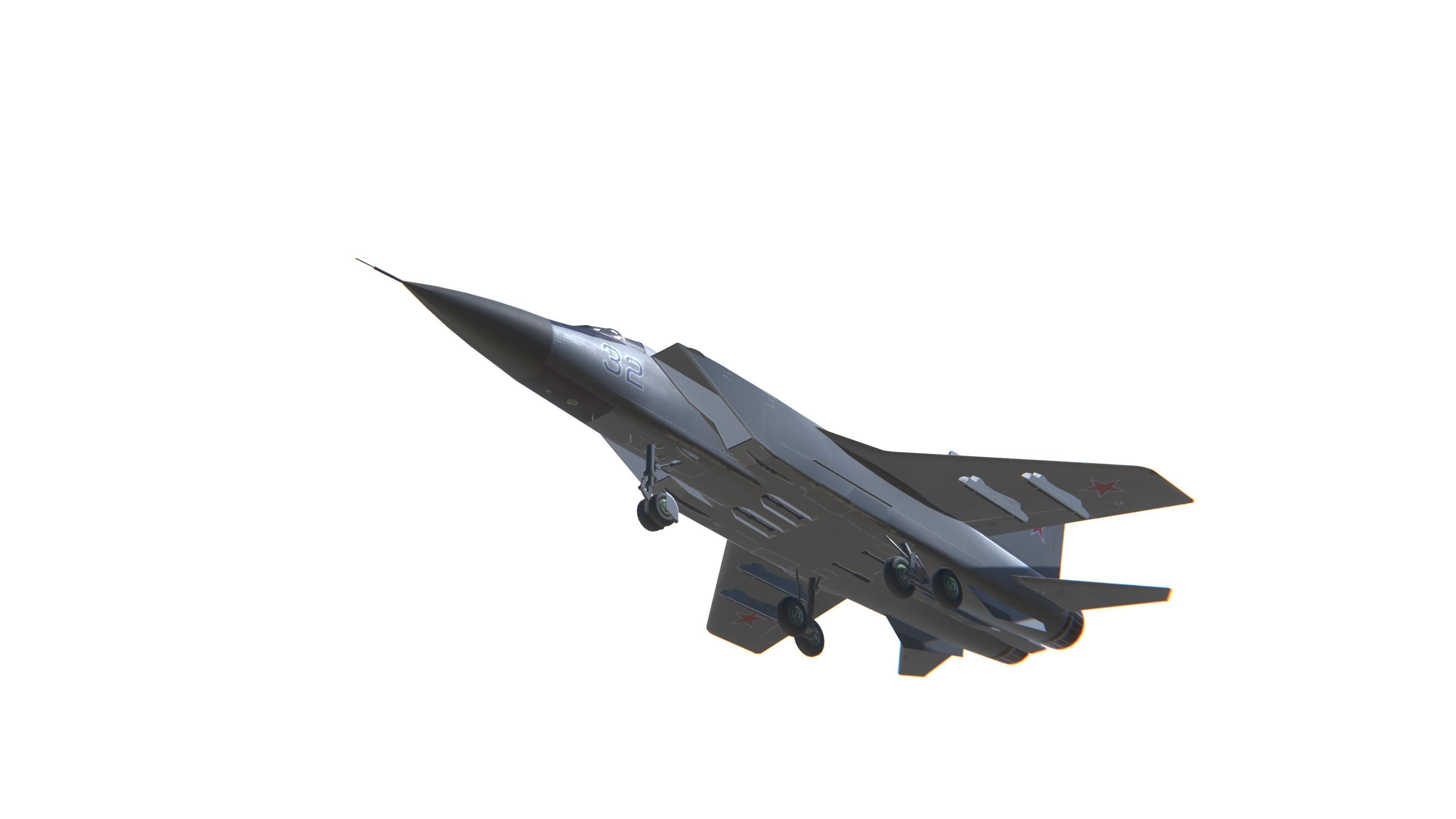 MIG-31 Foxhound Jet Fighter Aircraft Low-poly 3D model_10