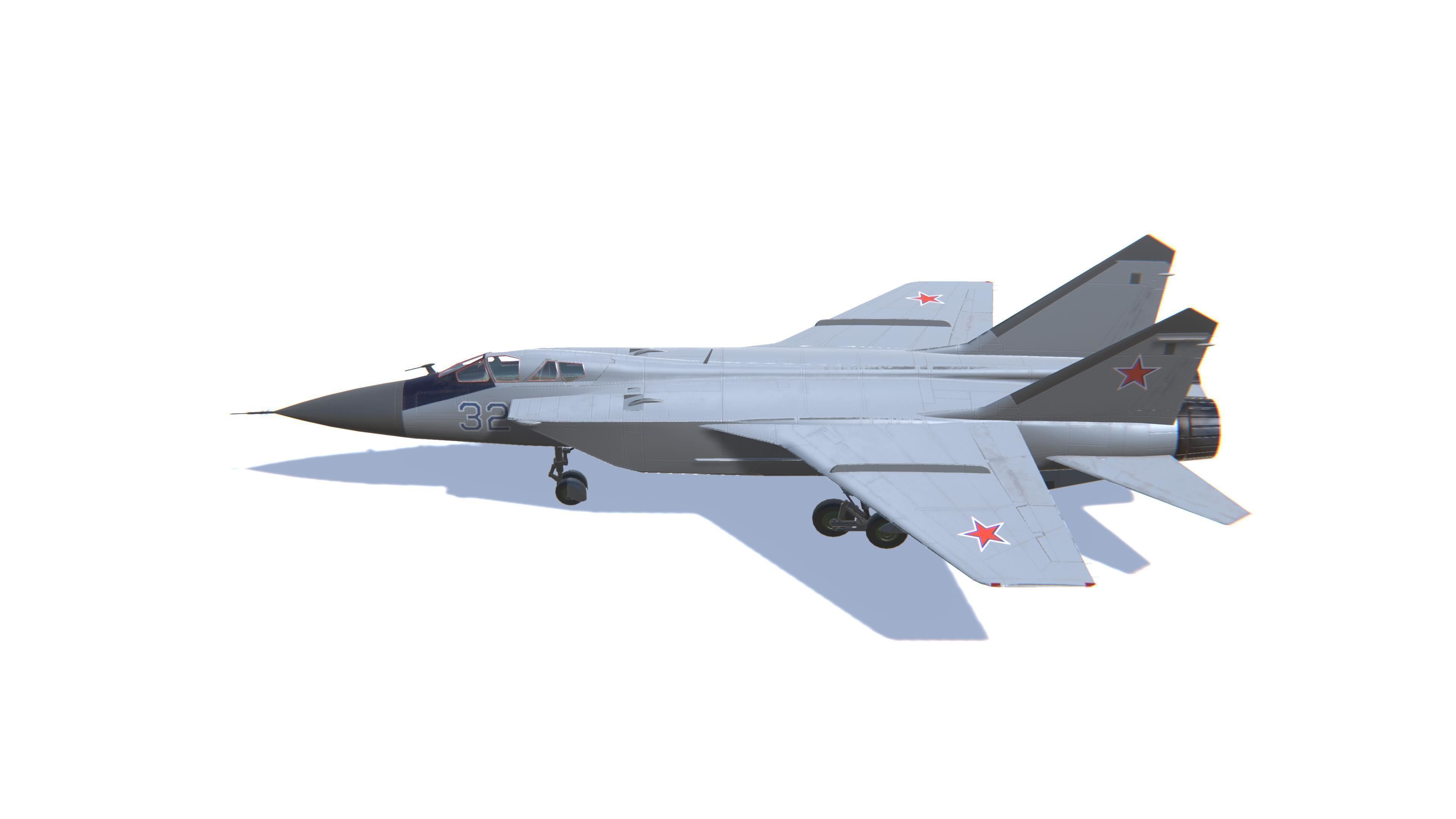 MIG-31 Foxhound Jet Fighter Aircraft Low-poly 3D model_8