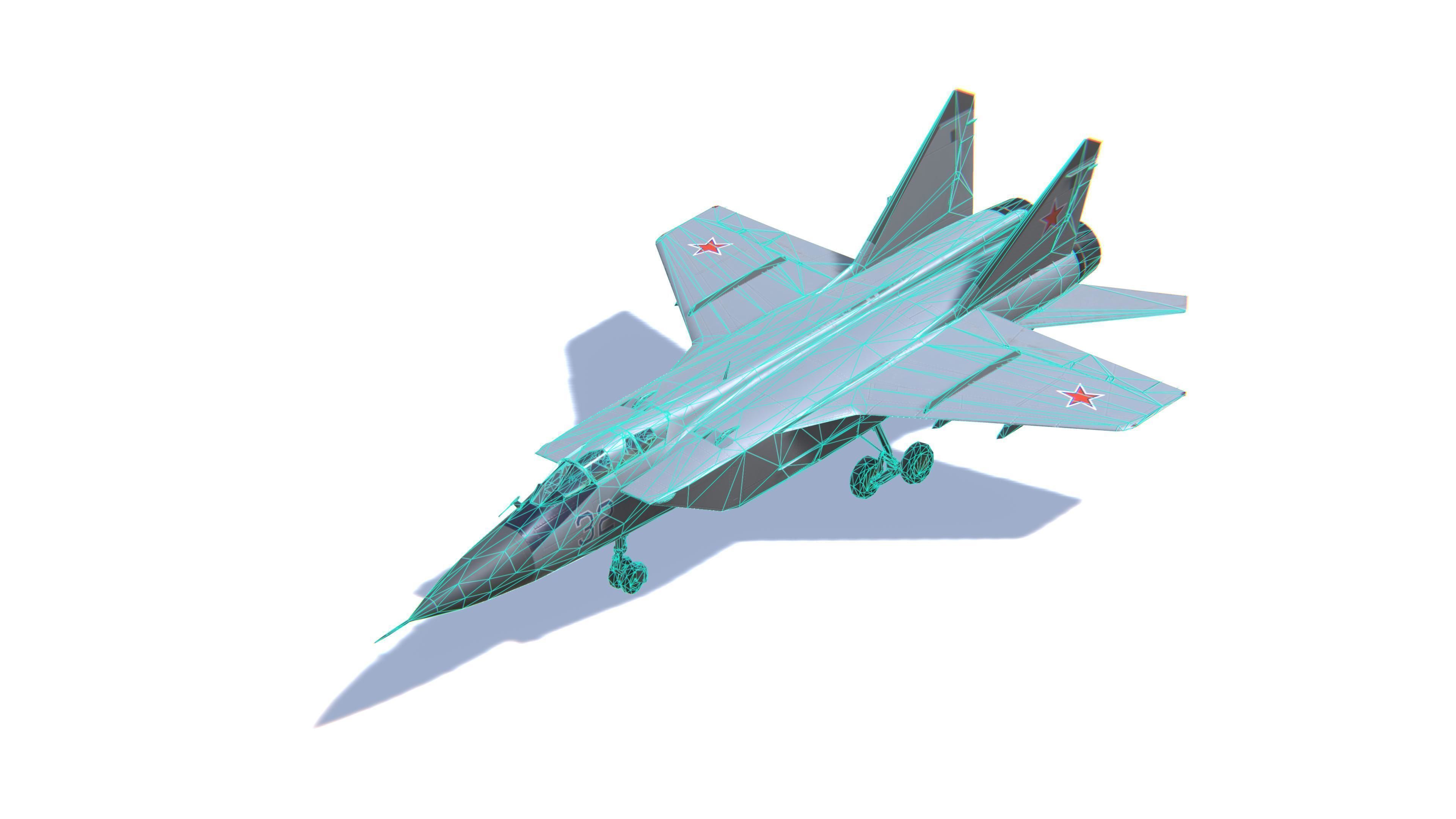 MIG-31 Foxhound Jet Fighter Aircraft Low-poly 3D model_27