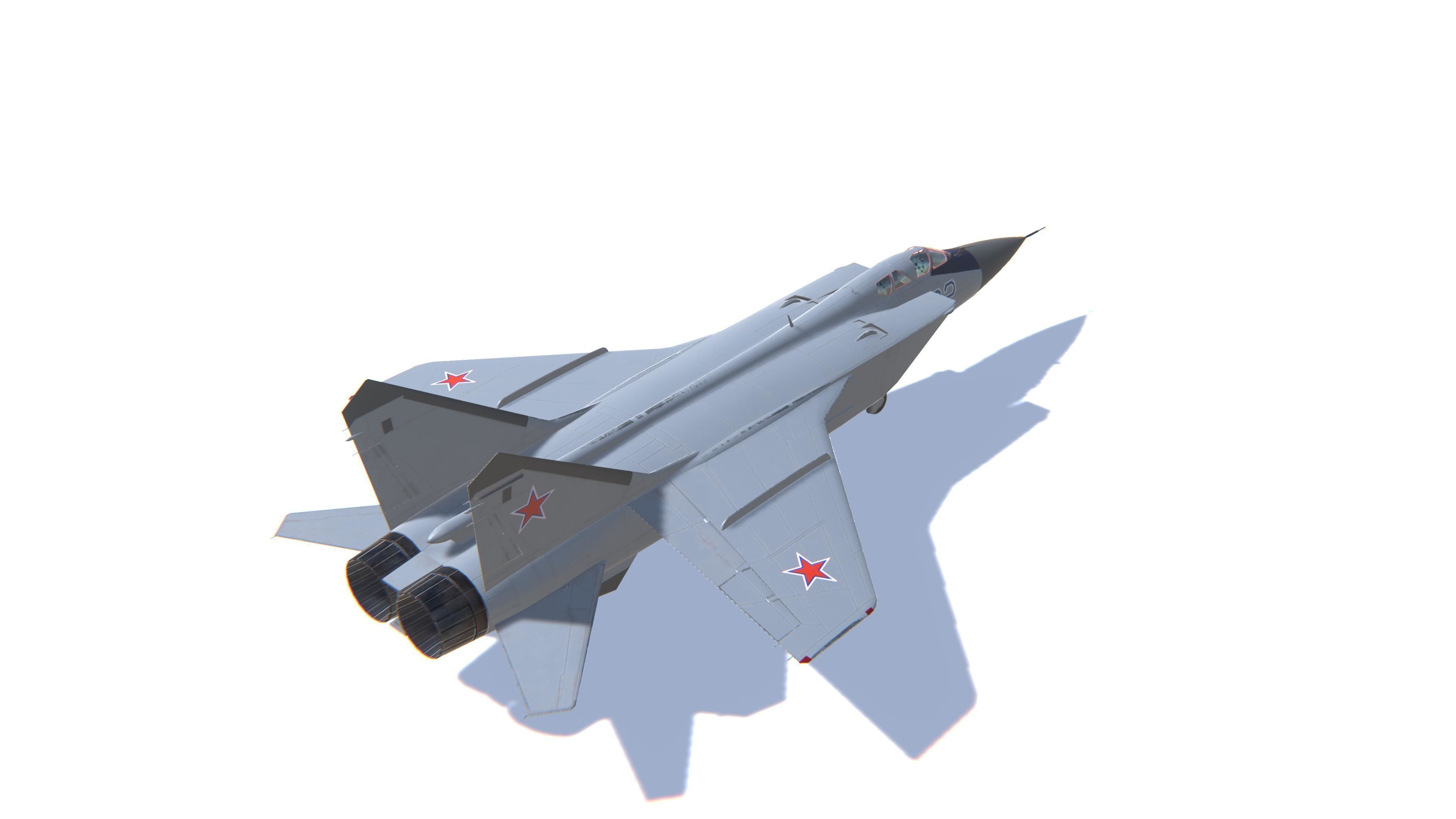 MIG-31 Foxhound Jet Fighter Aircraft Low-poly 3D model_5