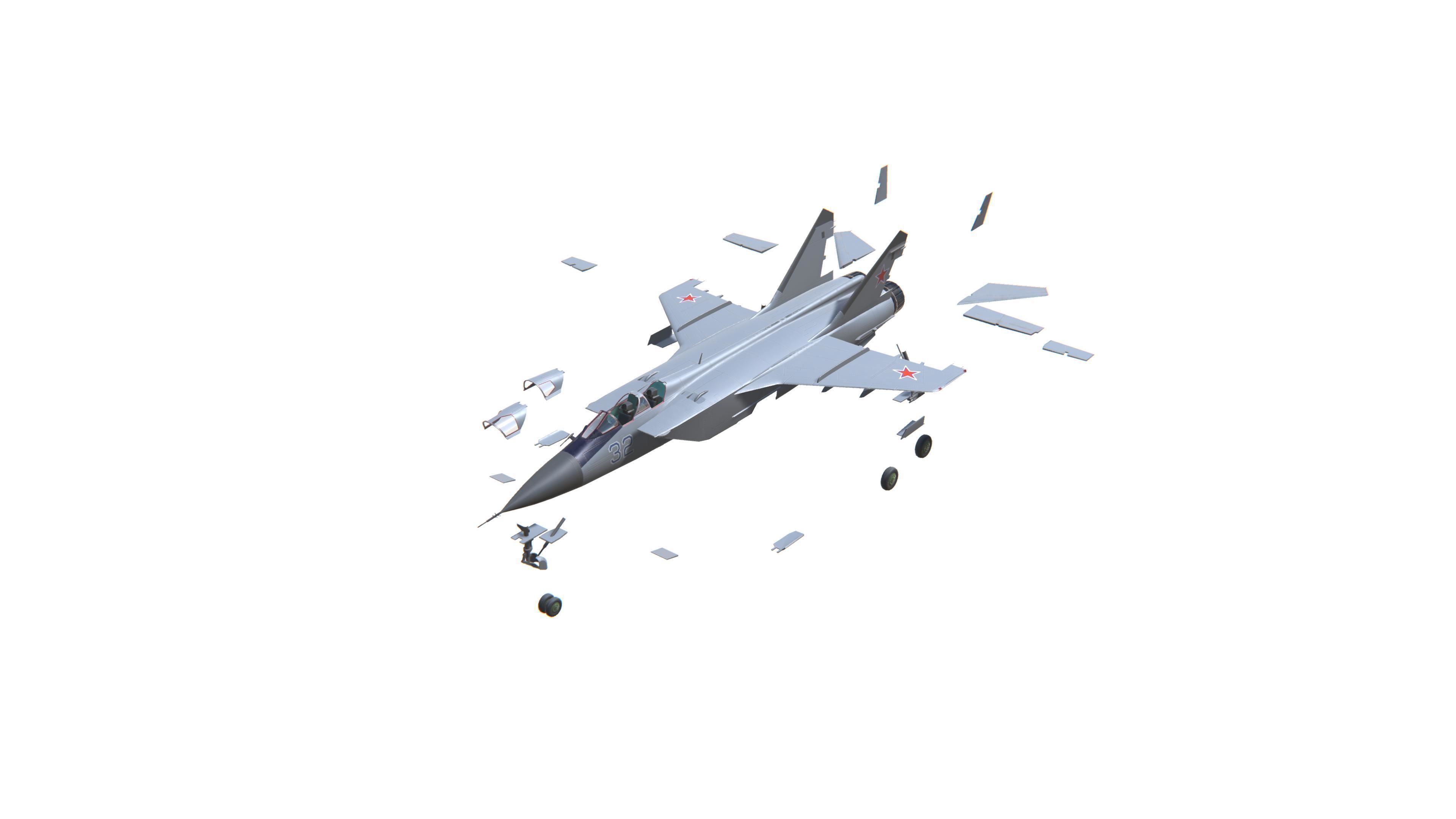 MIG-31 Foxhound Jet Fighter Aircraft Low-poly 3D model_9
