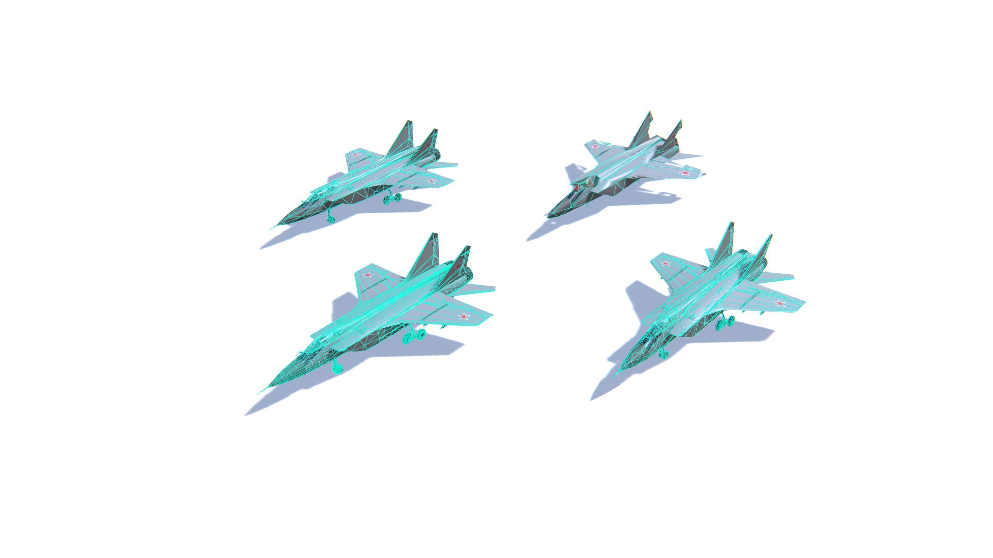 MIG-31 Foxhound Jet Fighter Aircraft Low-poly 3D model_25