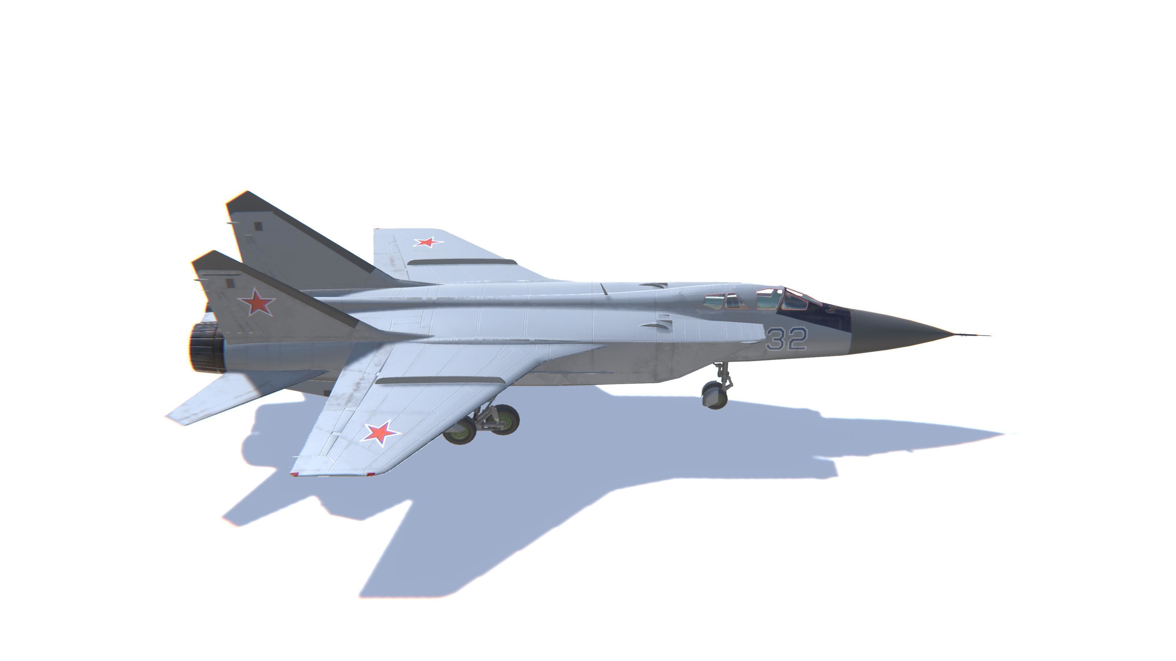 MIG-31 Foxhound Jet Fighter Aircraft Low-poly 3D model_4