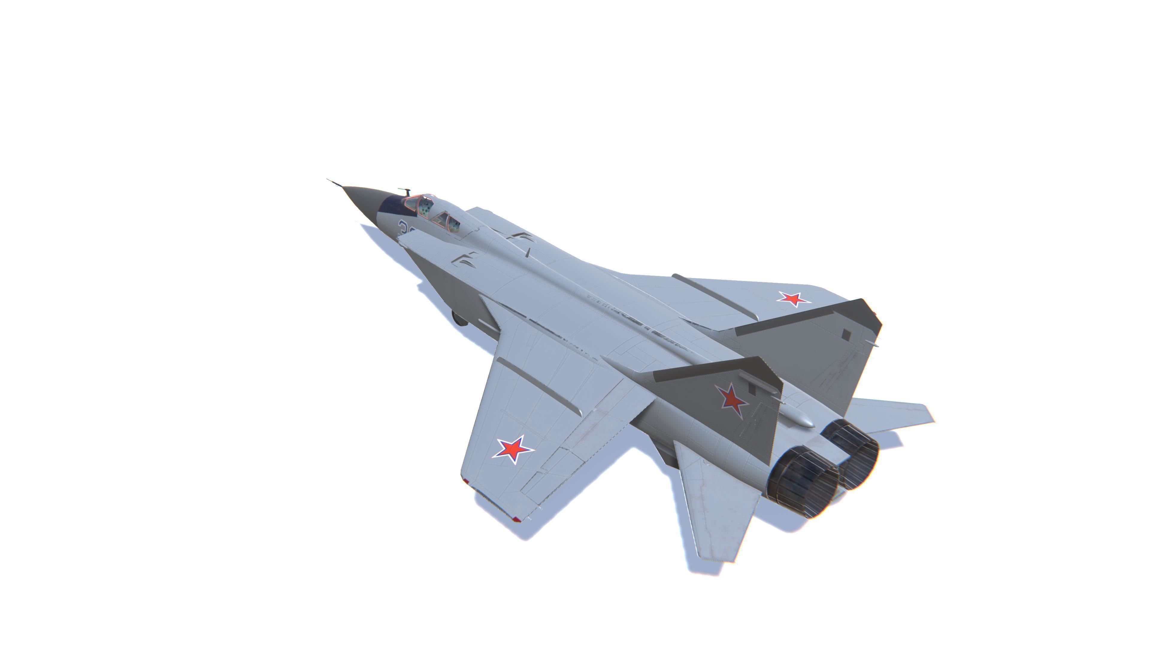 MIG-31 Foxhound Jet Fighter Aircraft Low-poly 3D model_7