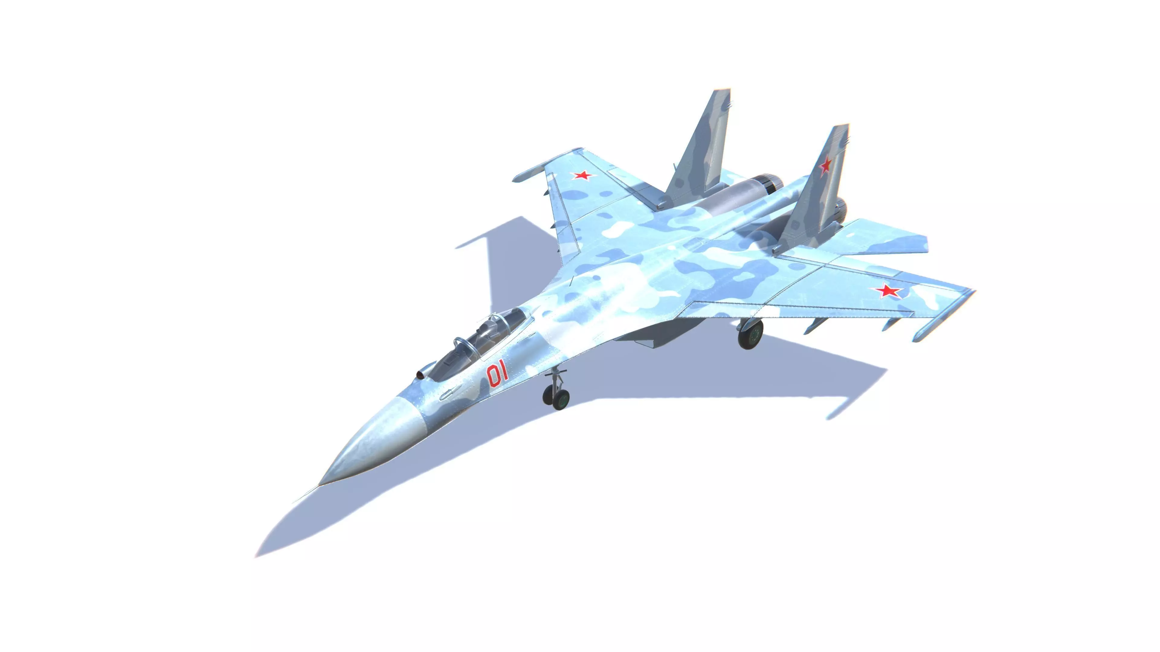 SU-27 Flanker Jet Fighter Aircraft Low-poly 3D model