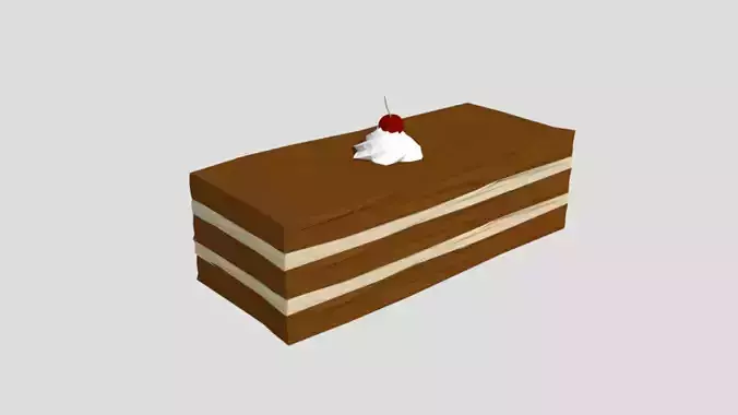 Low Poly Cartoon Piece of Cake