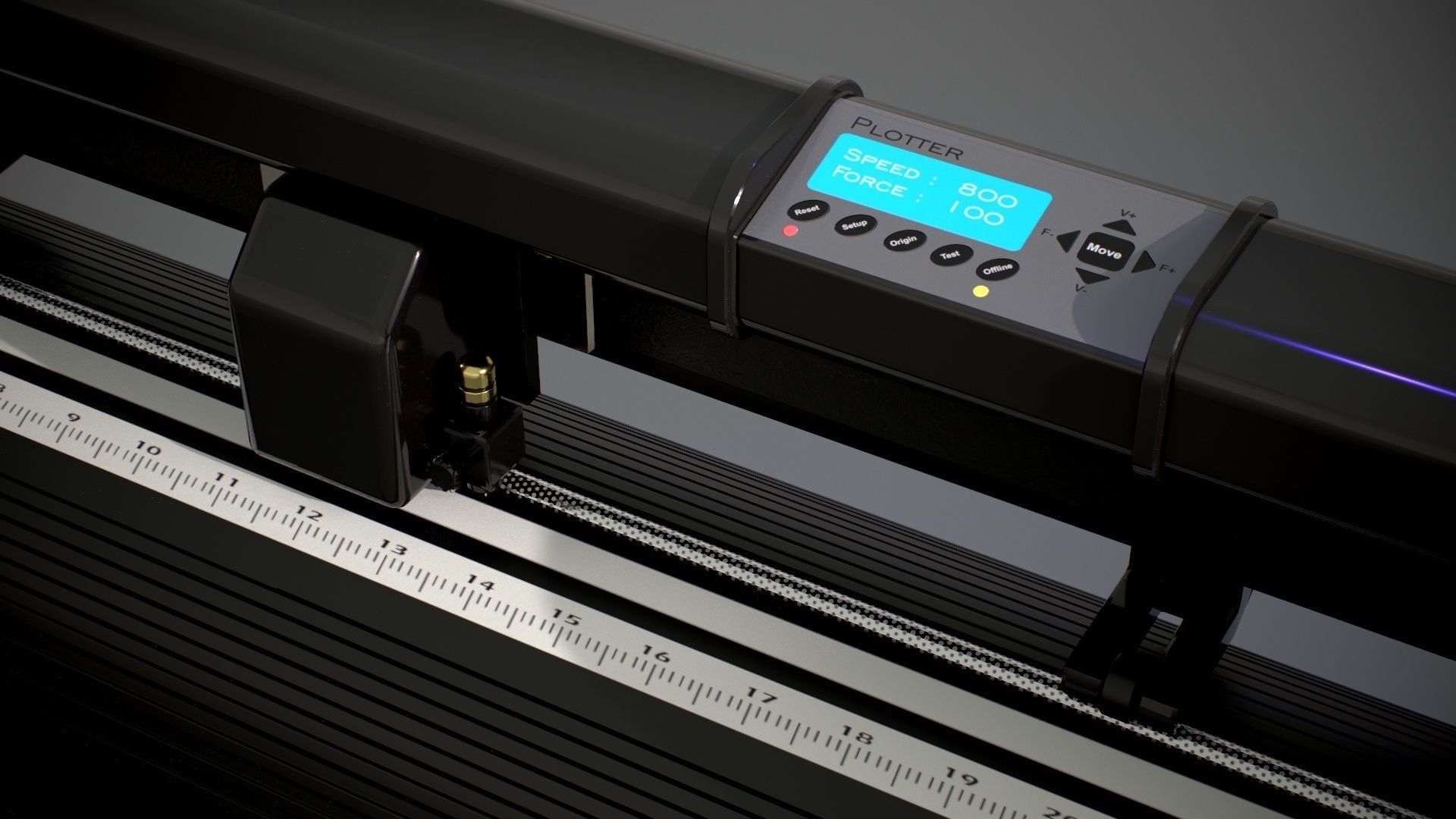 Cutting Plotter Machine Low-poly 3D model_8