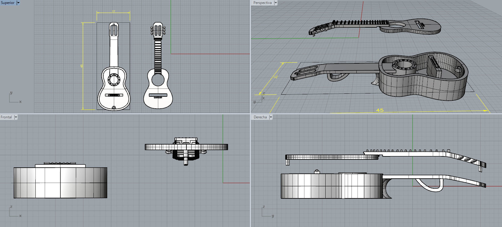 Guitar pendant 3D print model_4