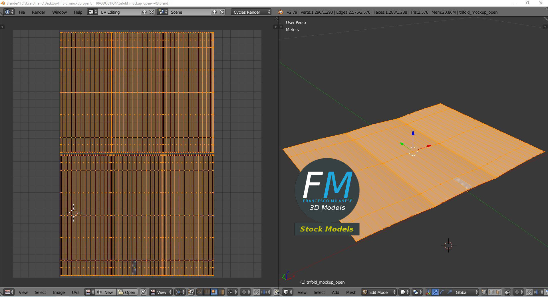 Trifold mockup open 3D model_10