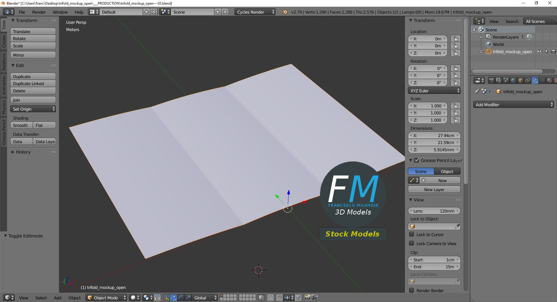 Trifold mockup open 3D model_9