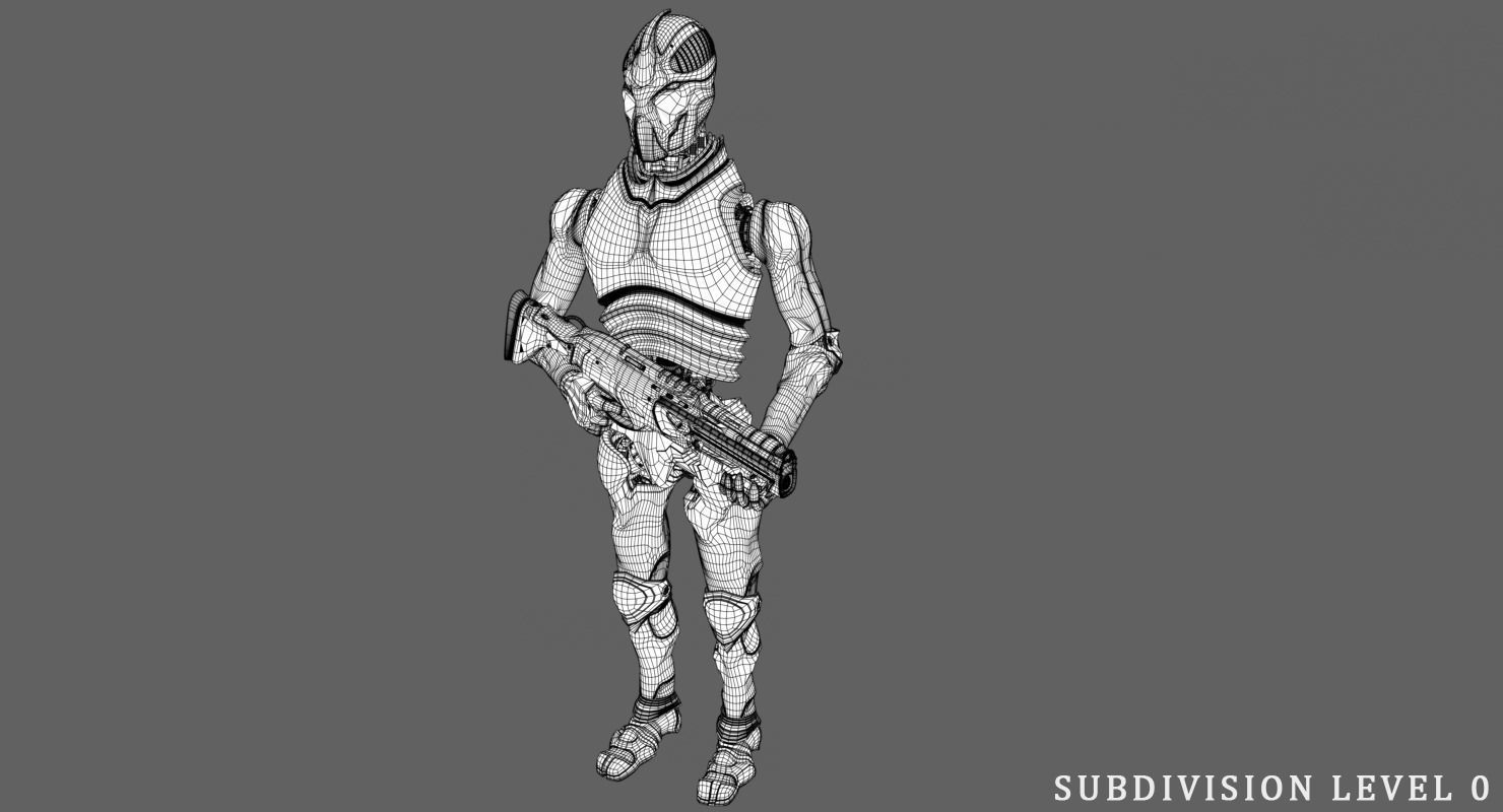 Robot Soldier Low-poly 3D model_7