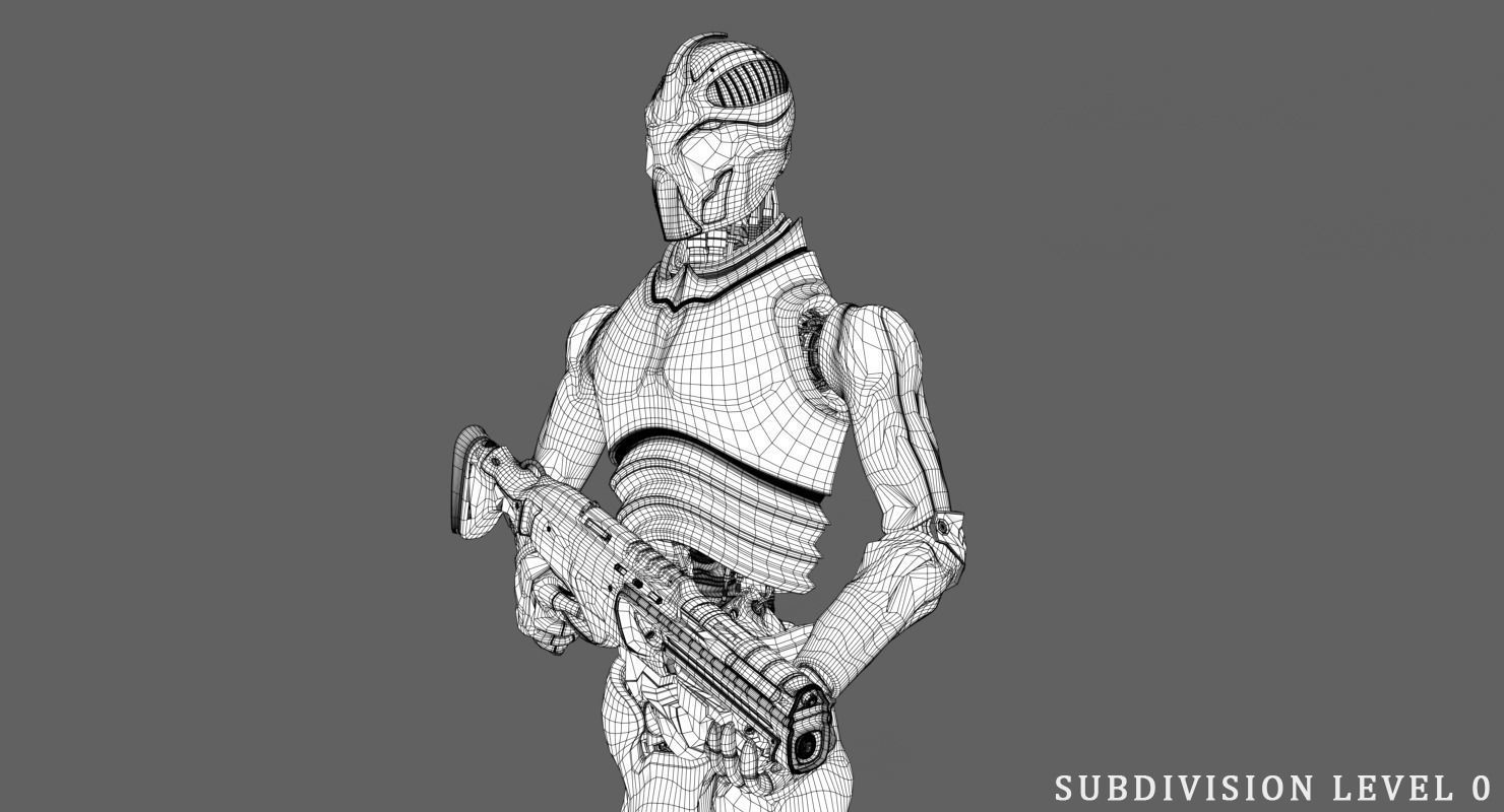 Robot Soldier Low-poly 3D model_9