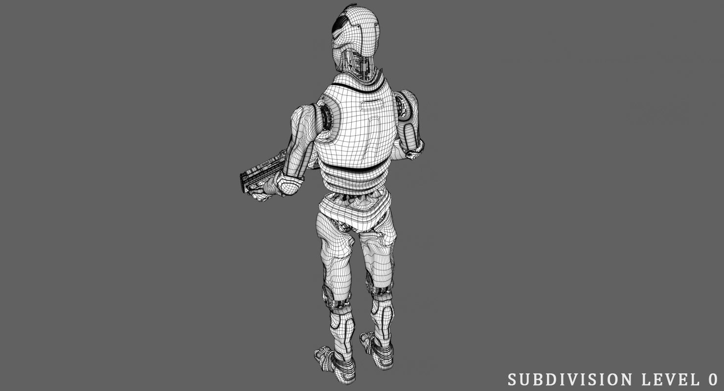 Robot Soldier Low-poly 3D model_14
