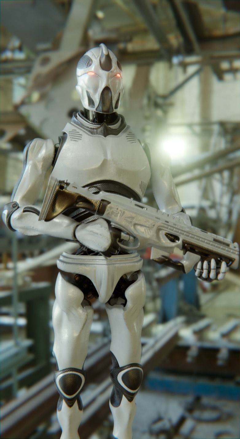 Robot Soldier Low-poly 3D model_2