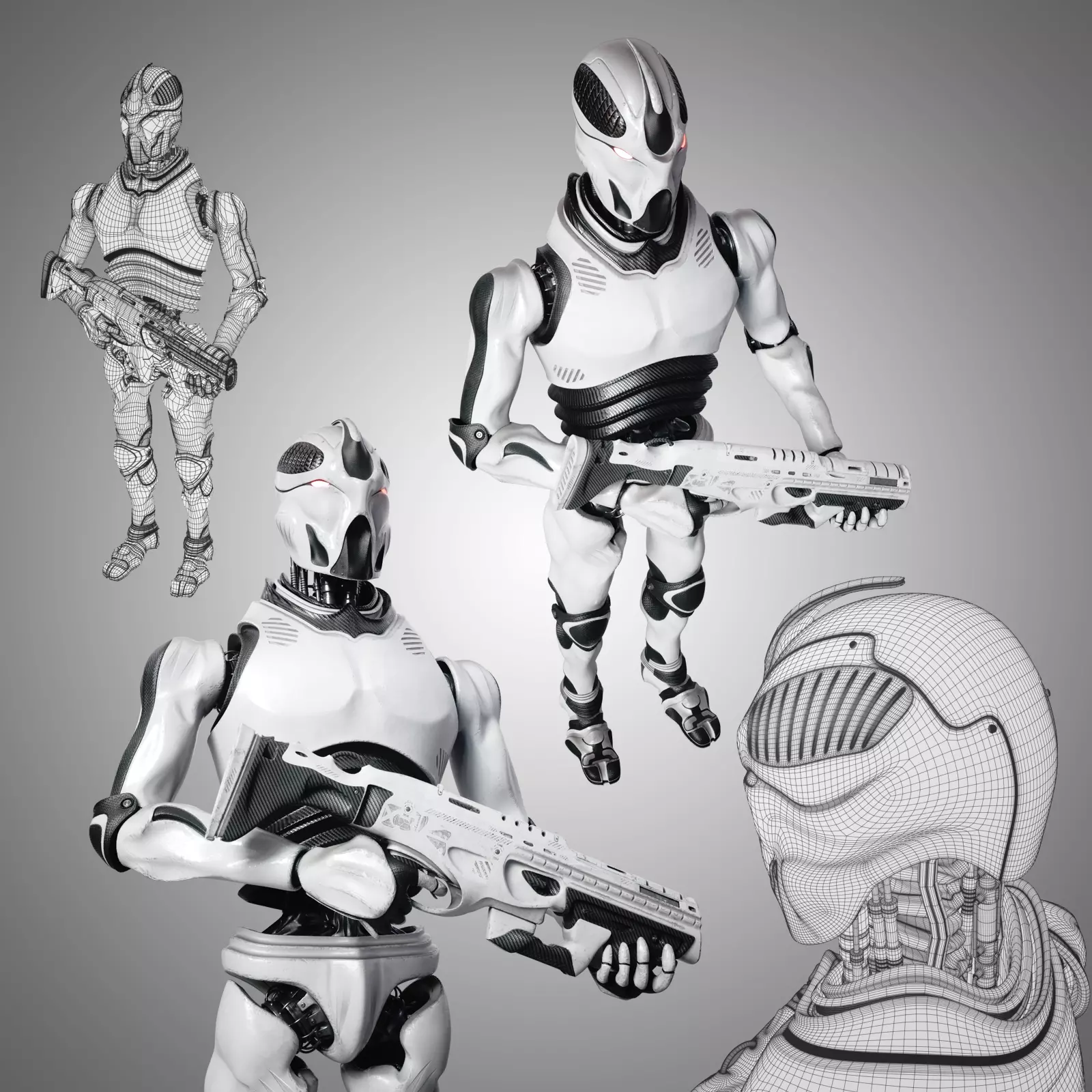 Robot Soldier Low-poly 3D model_0