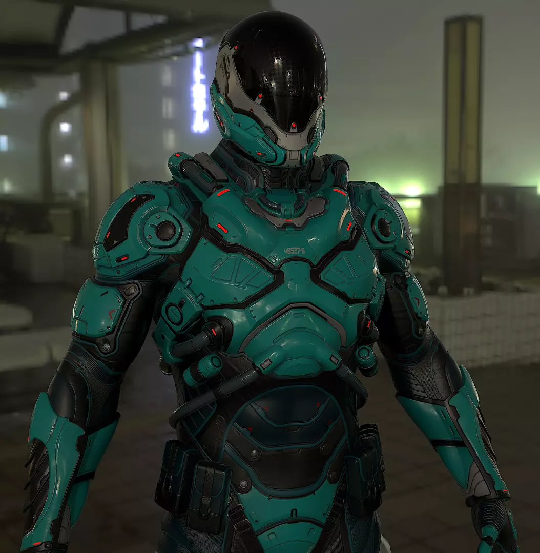 Futuristic Soldier Low-poly 3D model_0