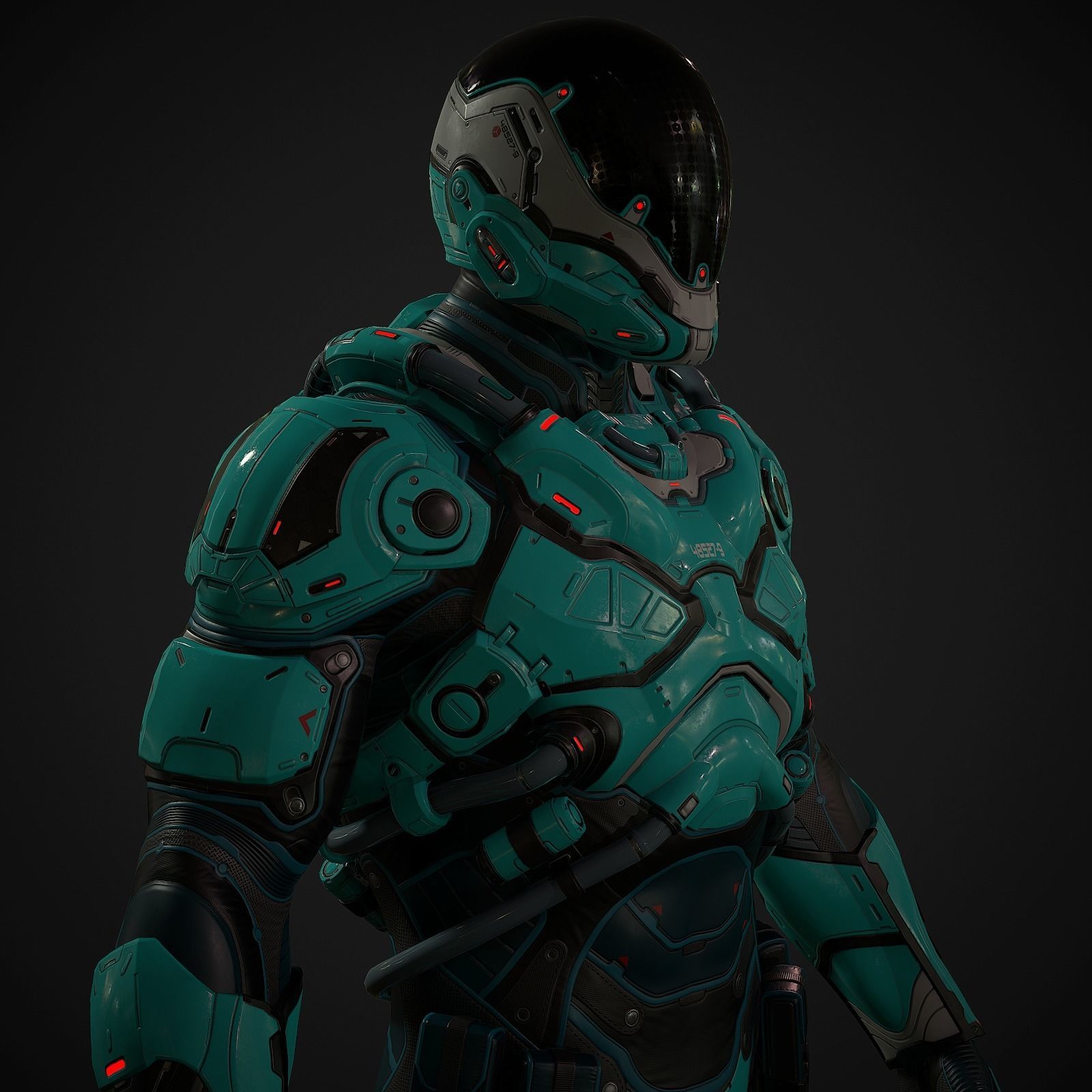 Futuristic Soldier Low-poly 3D model_6