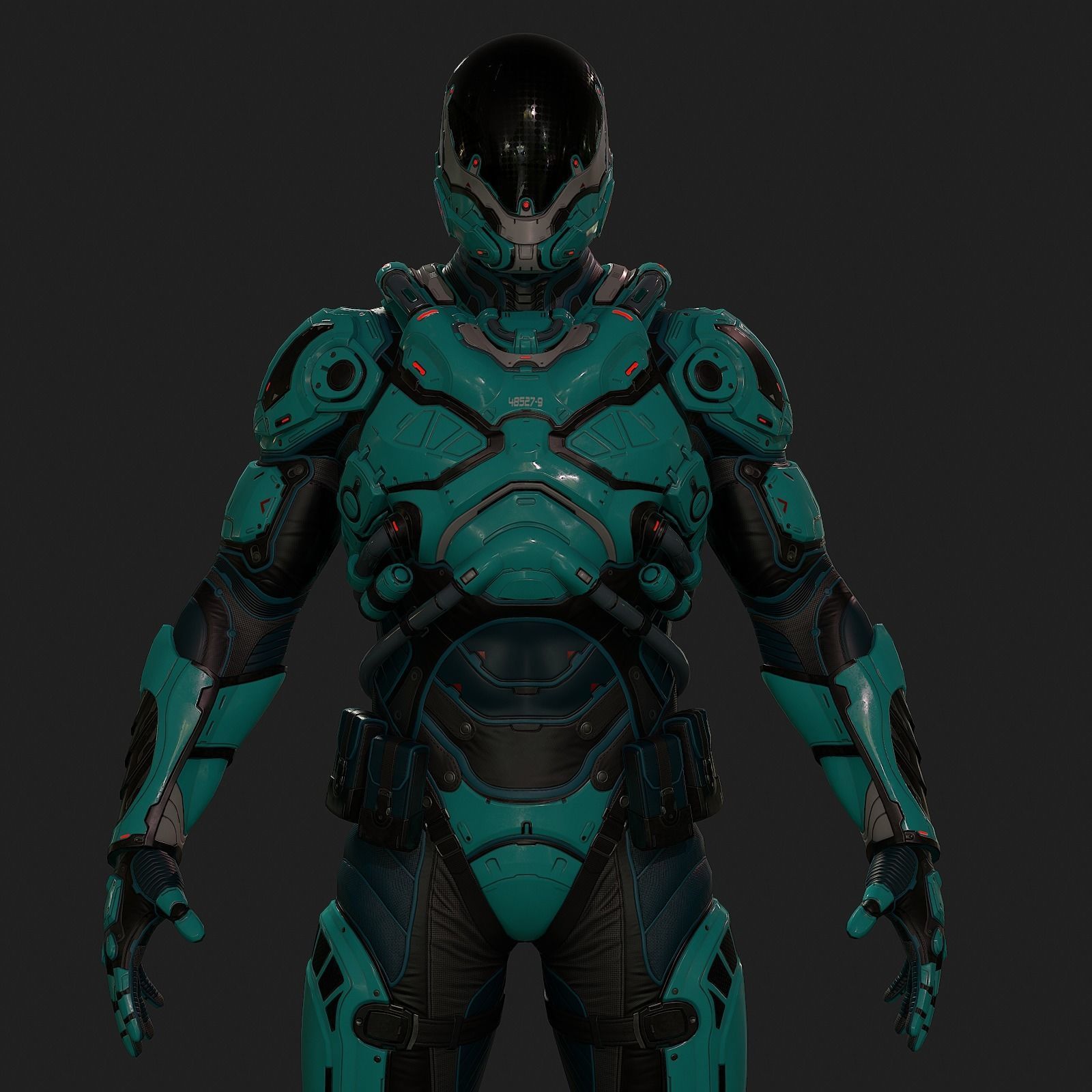 Futuristic Soldier Low-poly 3D model_4