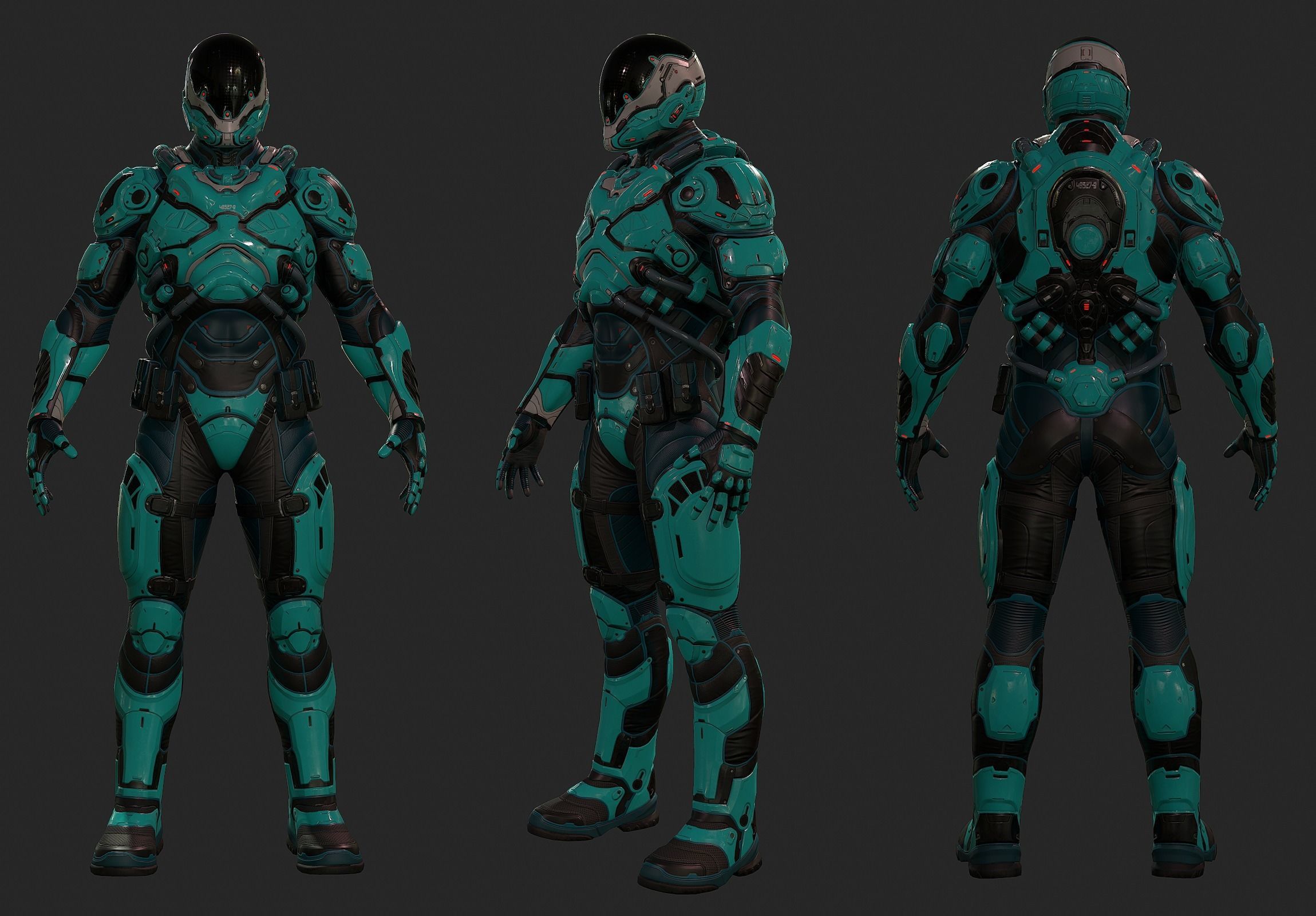 Futuristic Soldier Low-poly 3D model_5