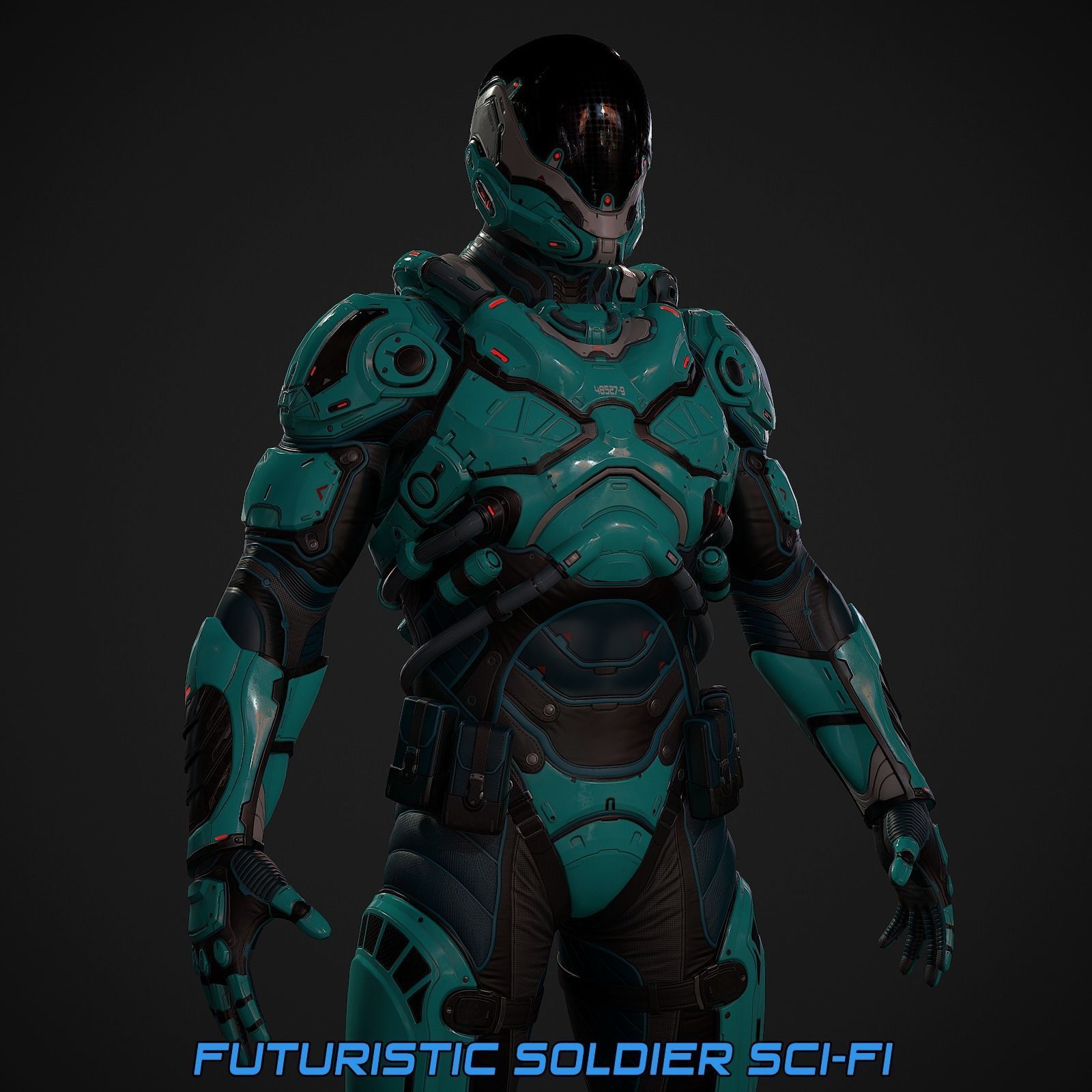 Futuristic Soldier Low-poly 3D model_2