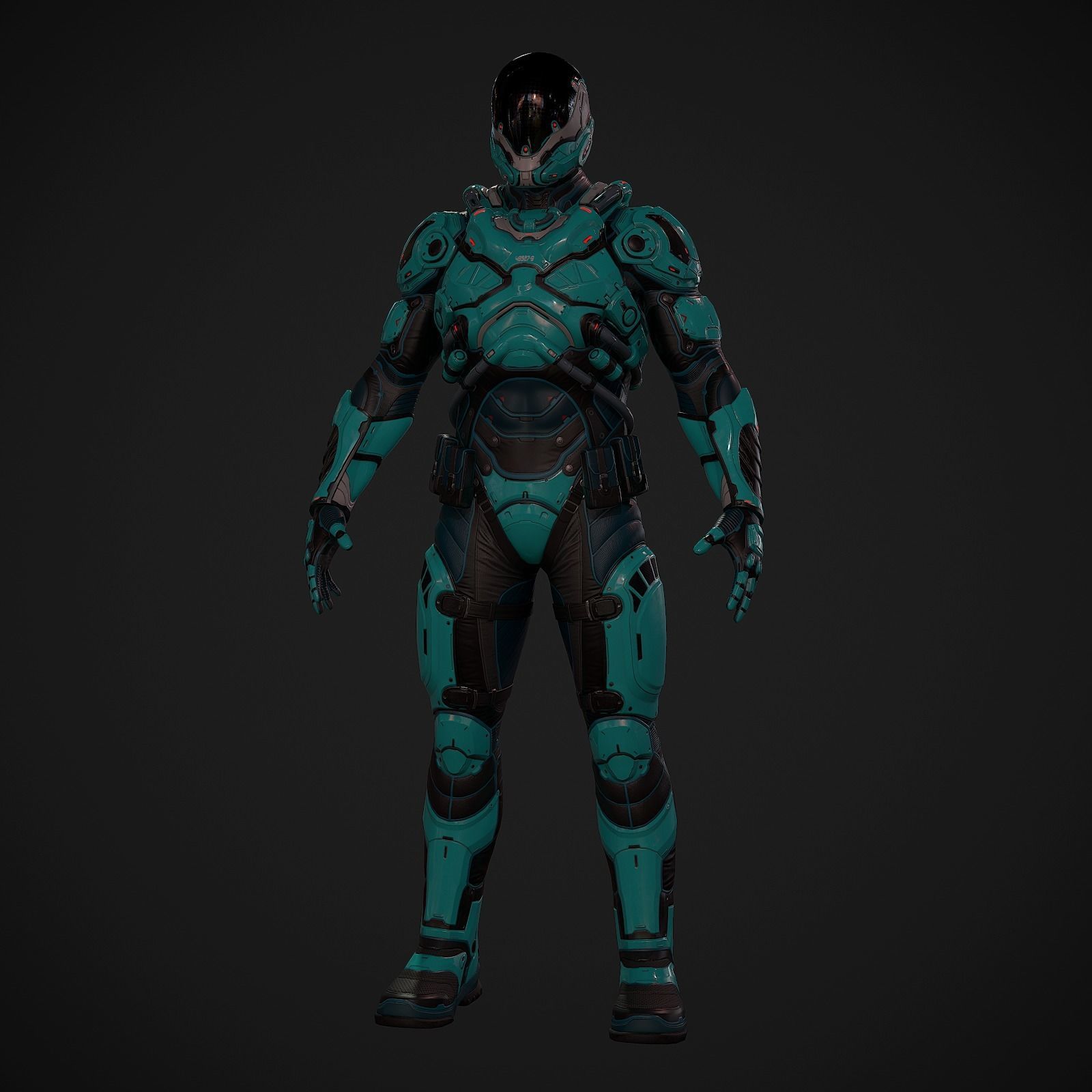 Futuristic Soldier Low-poly 3D model_3