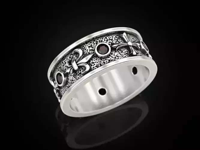 Ring heraldic lilies and crosses 3D print model