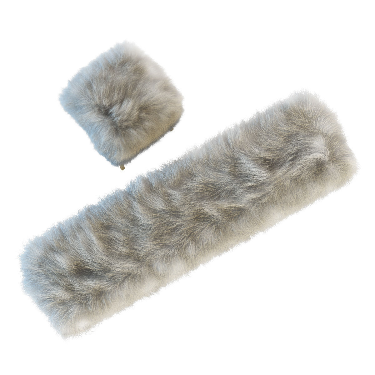 Mongolian Lamb chair and bench 3D model_4