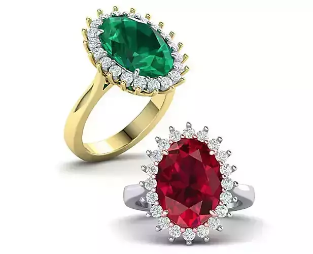 Classic Sapphire engagement ring Oval stone cut 3dmodel