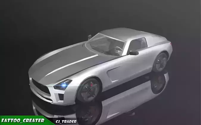 Low-Poly Mercedes-Benz SLS Racing Car 3D Model Low-poly 3D model