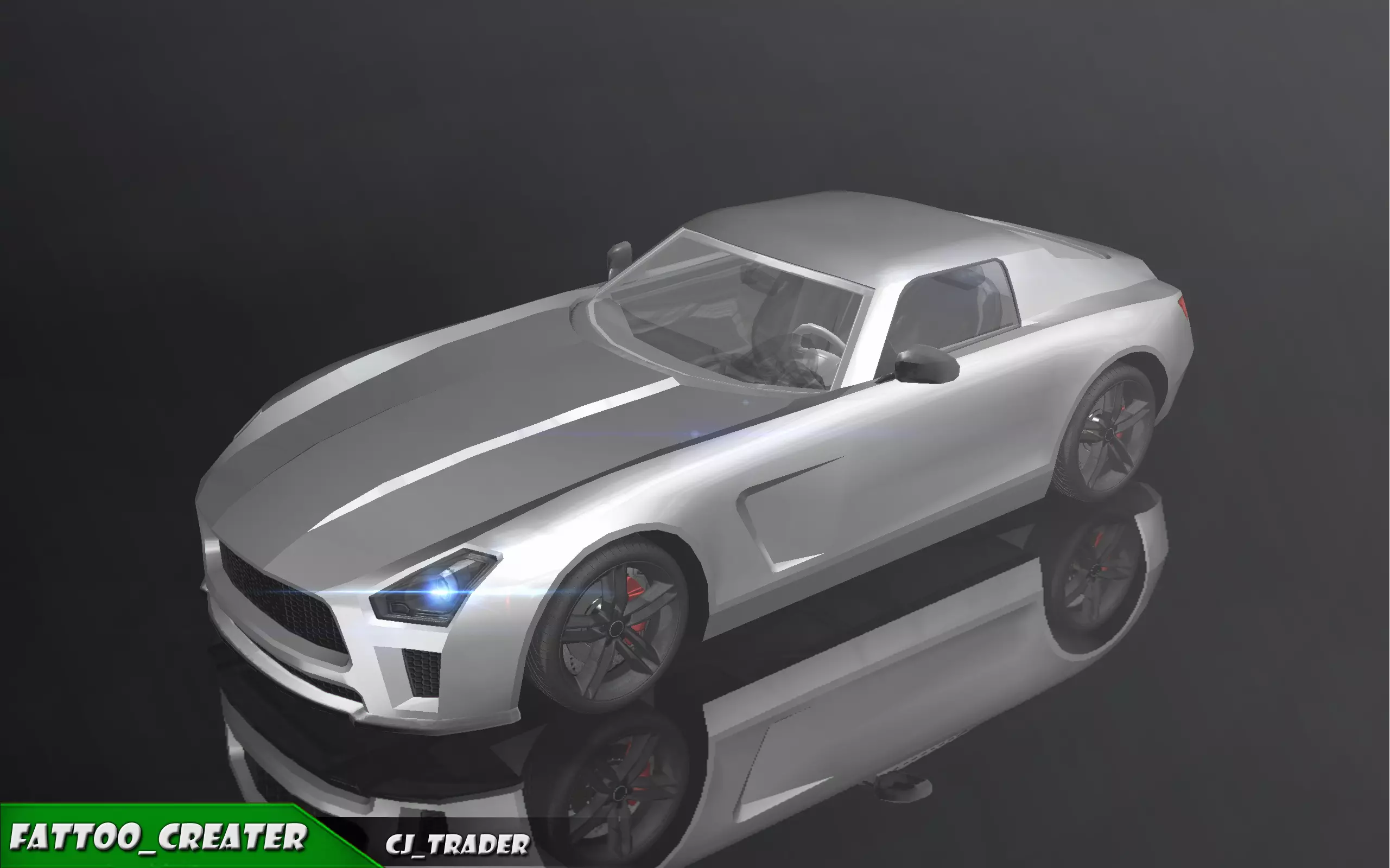 Low-Poly Mercedes-Benz SLS Racing Car 3D Model Low-poly 3D model_0